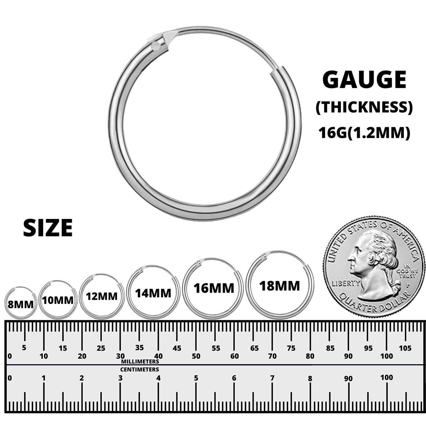 Hoop Earrings Silver - Set of 3 Pairs Hoop Earrings for Women - Comes in Sizes of 10mm, 12mm and 14mm - Silver, Gold, Rose Gold