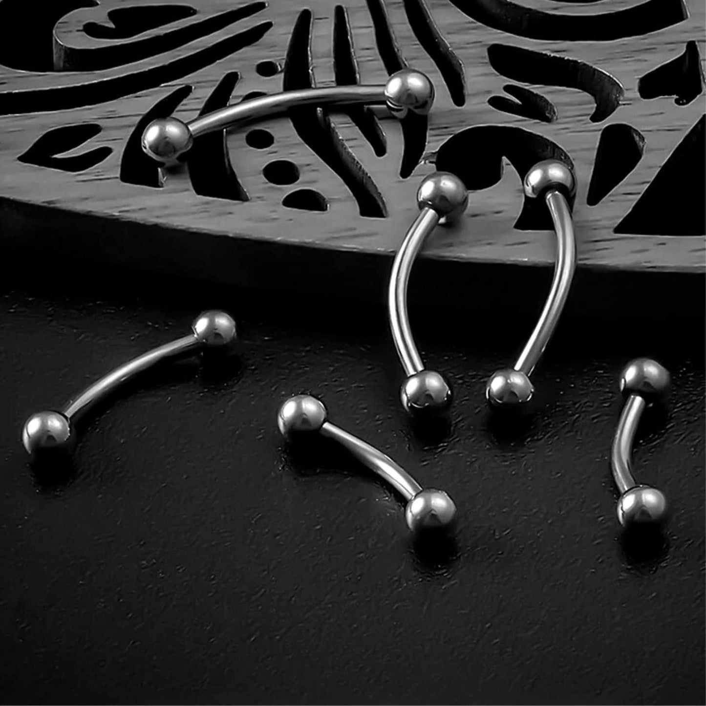 Belly Bar Plain Ball, Eyebrow Bar – (1.6mm) 14g Curved Barbell Piercing with Custom Ball Size 3mm to 8mm