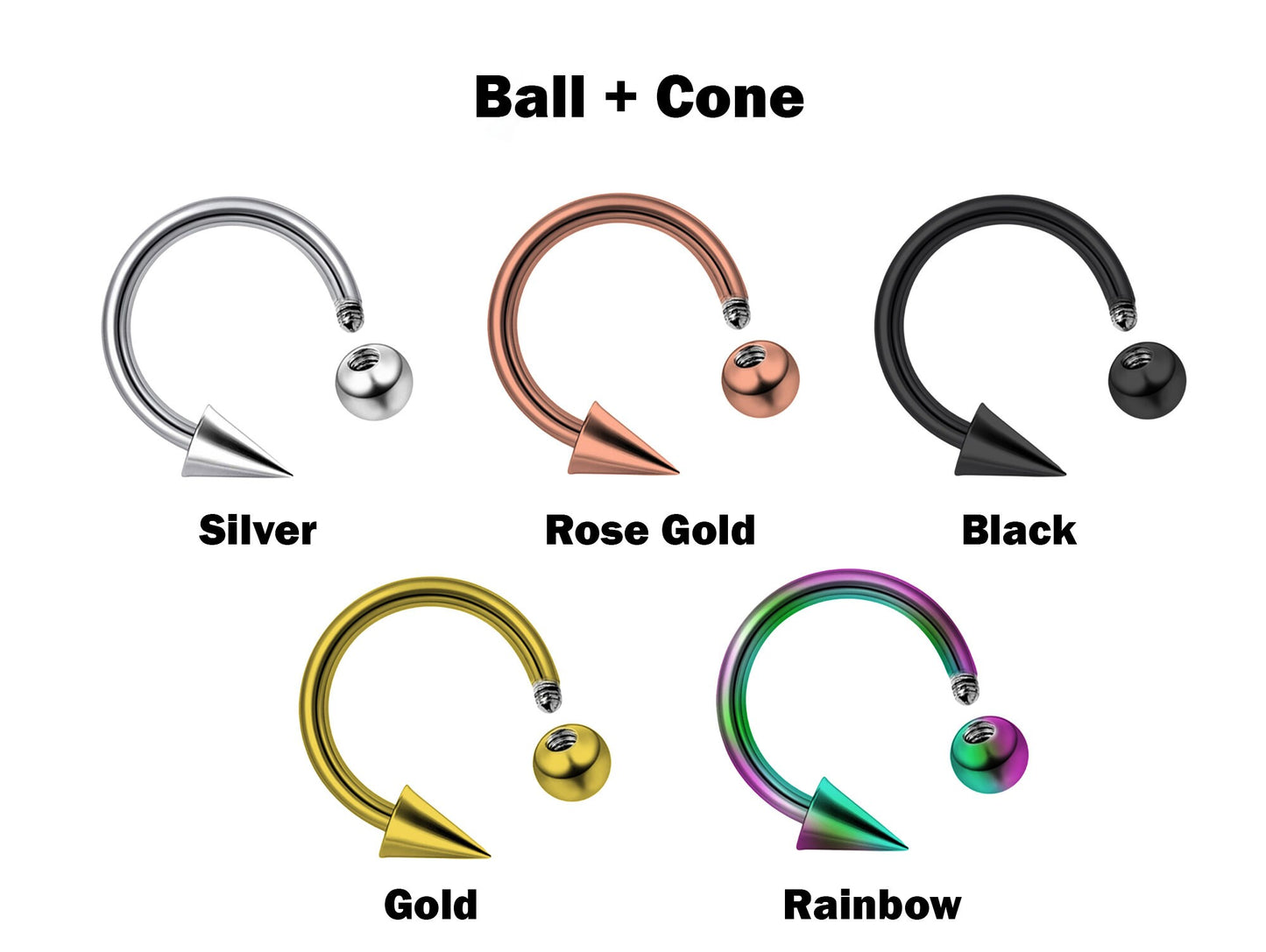 Titanium Spike Lip Ring, Lip Hugger BallConeSpike Septum Piercing, Helix Earring, Cartilage, Nose Piercing Ring - 18G 16G 14G
