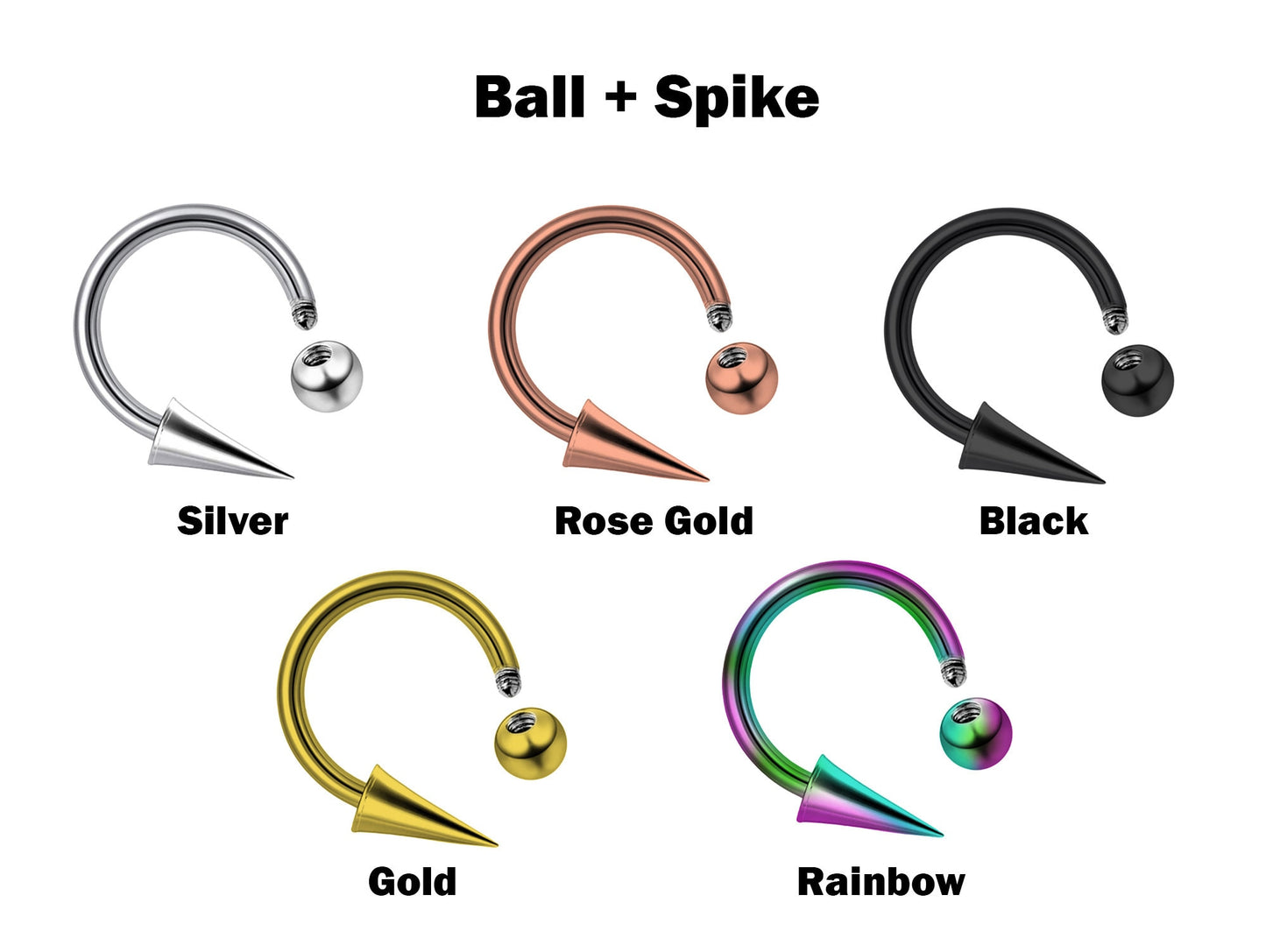 Titanium Spike Lip Ring, Lip Hugger BallConeSpike Septum Piercing, Helix Earring, Cartilage, Nose Piercing Ring - 18G 16G 14G