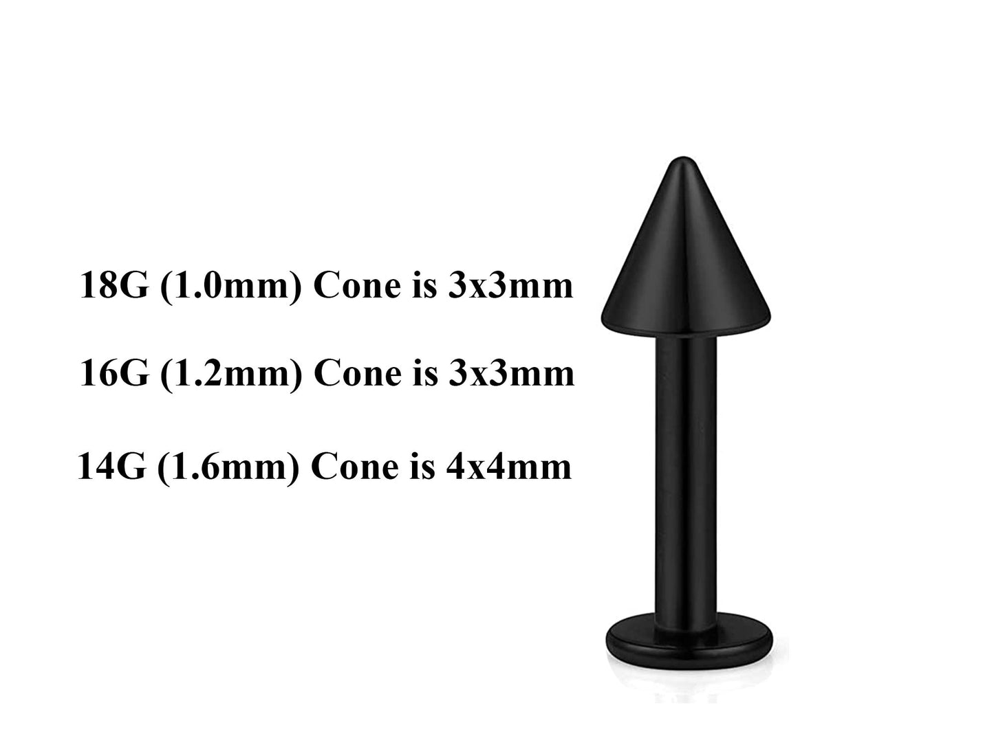 Black Labret Stud, Labret Piercing – Custom Lip Labret 18g 16g 14g Labret Piercing for Lip, Chin and More – Choose Top Ball in the Options