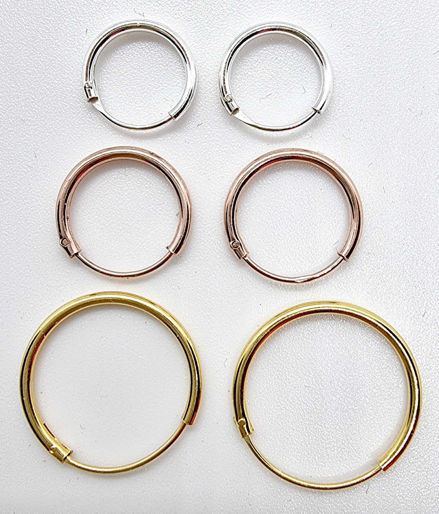 Hoop Earrings Silver, Huggie Earrings – Clip-on Sleeper Earrings Size 8mm to 60mm – Earrings for Ear Lobe, Cartilage, Dainty, Helix etc.