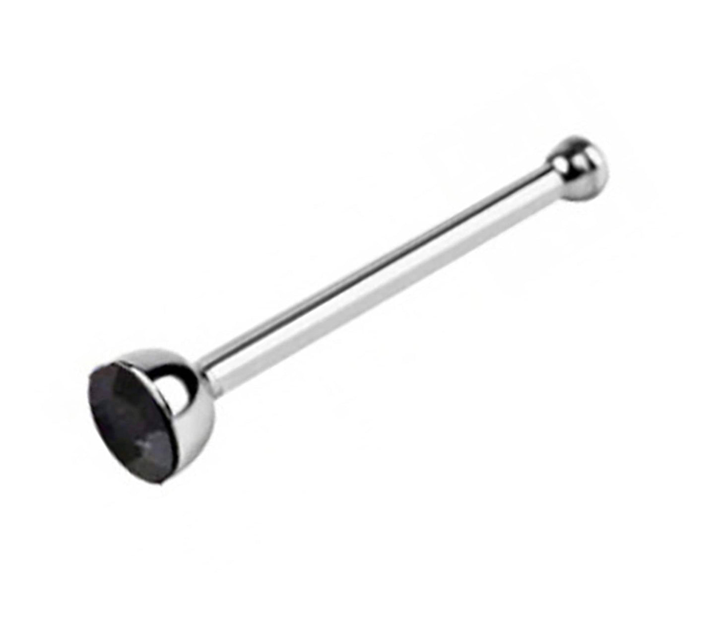 Titanium Nose Piercing, Nose Pin - Nose Bone Stud with Bezel Set CZ Crystals - Nose Ring Size 24g 20g 18g