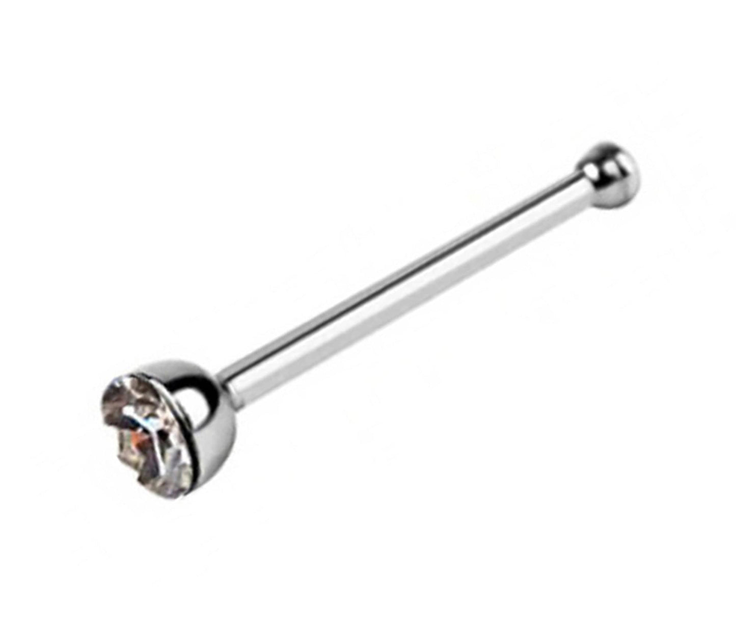 Nose Piercing, Nose Pin - Nose Bone Stud with Bezel Set CZ Crystals - Nose Ring Size 24g 20g 18g