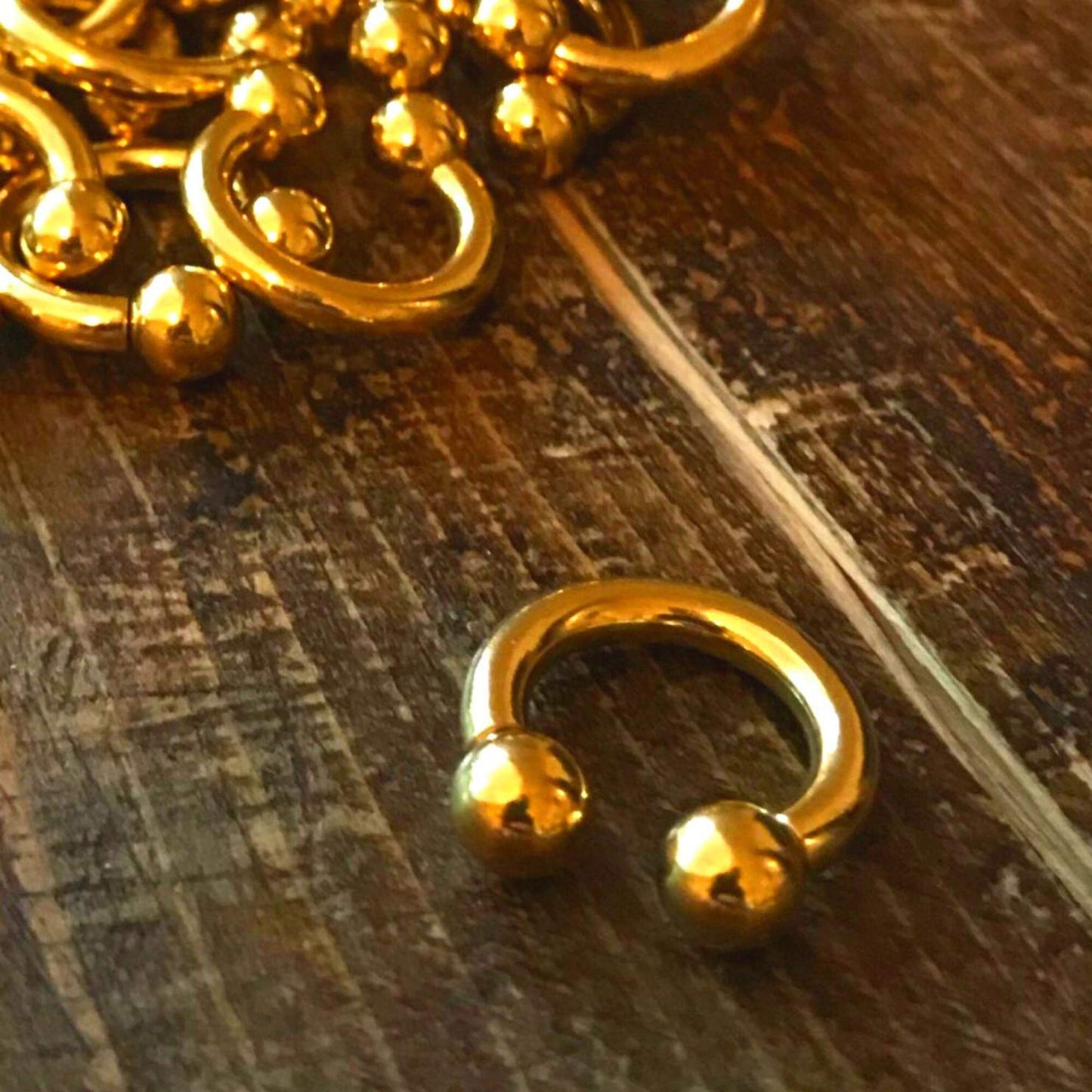 Gold Horseshoe Septum Ring, Nose Ring - 2pcs Big Size Horseshoe piercing (CBB) - 10g to 0g size 12mm to 19mm - Internally Threading