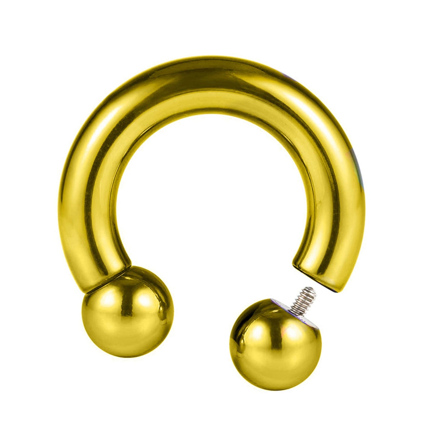 Titanium Gold Horseshoe Barbell, Septum Ring - 16G to 00G Internally Threading Septum Jewelry - Body Piercing Nose Piercing, Helix, PA ring