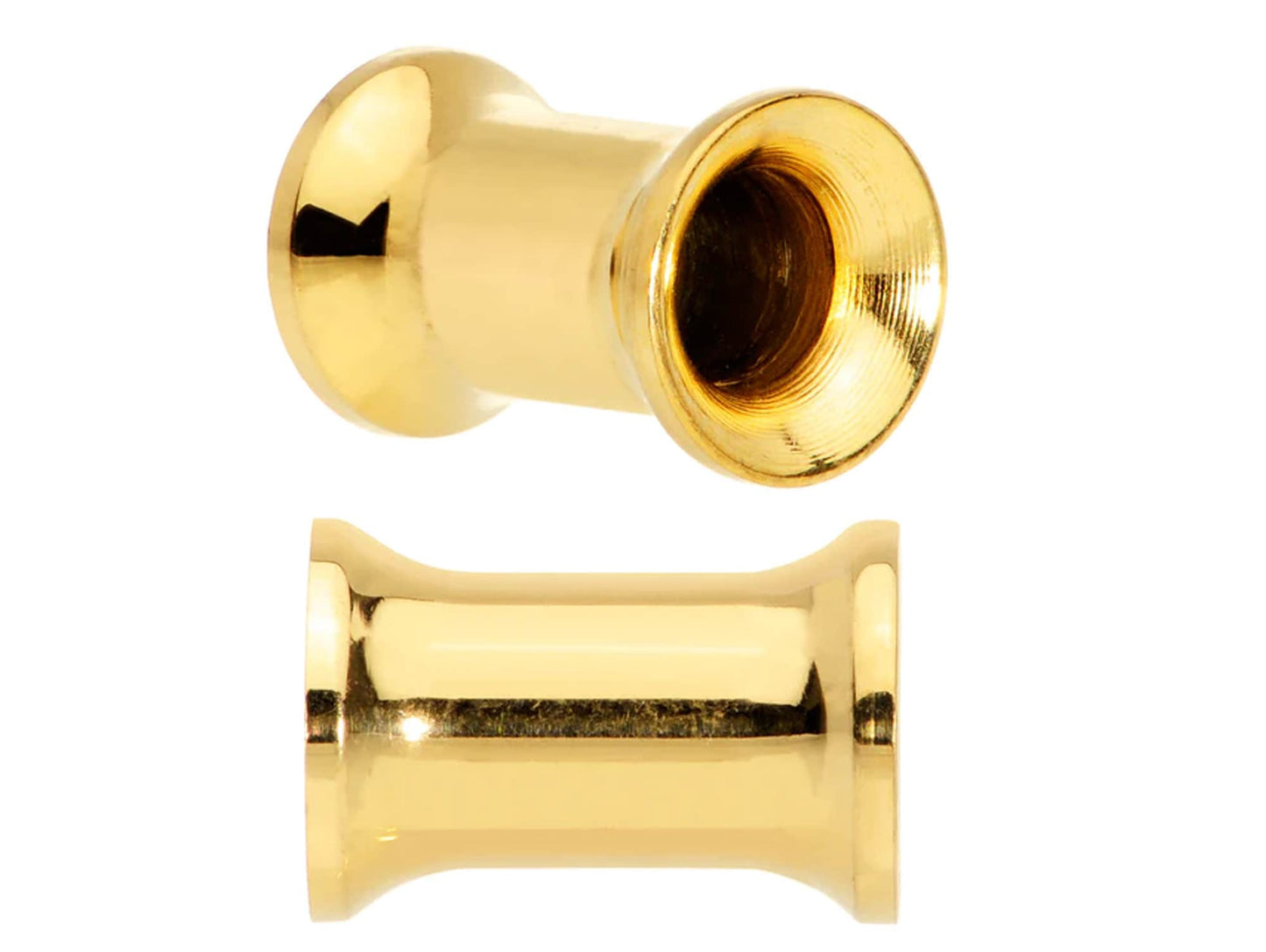 Gold Plated Plugs, Double Flare Tunnels - Titanium Steel Plugs Earrings Piercing Tunnel for Ear Lobe Earring, Body Modification