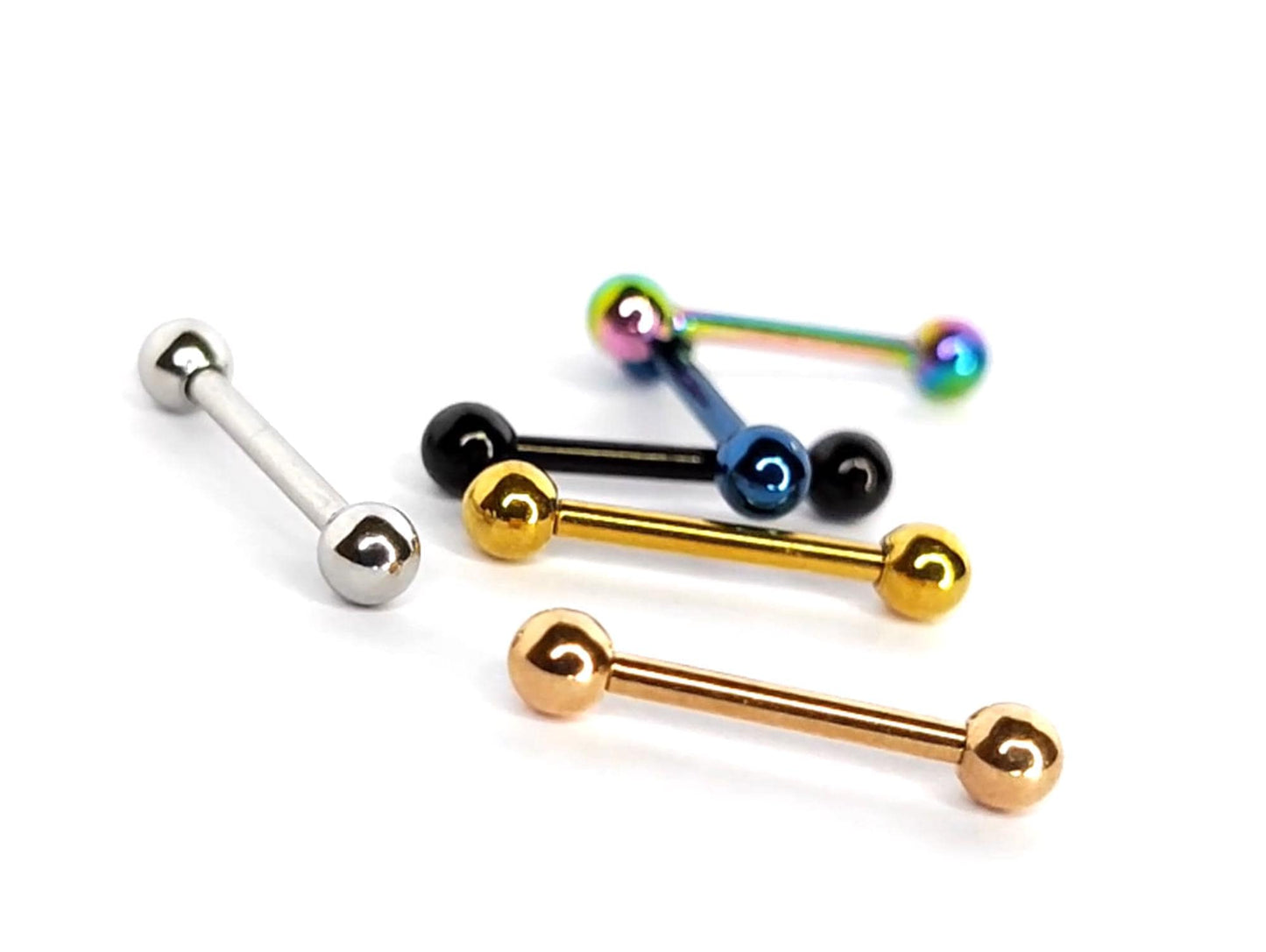 Tongue Barbell Piercing Jewelry, 14G Straight Tongue Bar Barbell Studs size 14mm to 18mm - you get 1pc each order