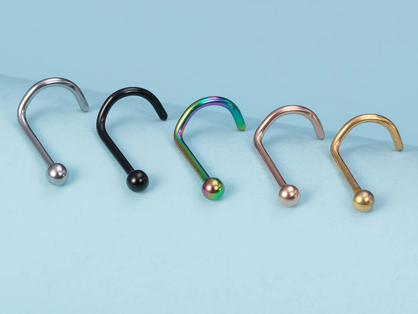 Ball Nose Piercing, Nostril Jewellery - 18G (1.0mm) Fixed Ball Nose Stud in many Colours - Ball Size 2mm - Nasallang Jewelry, Nose Ring