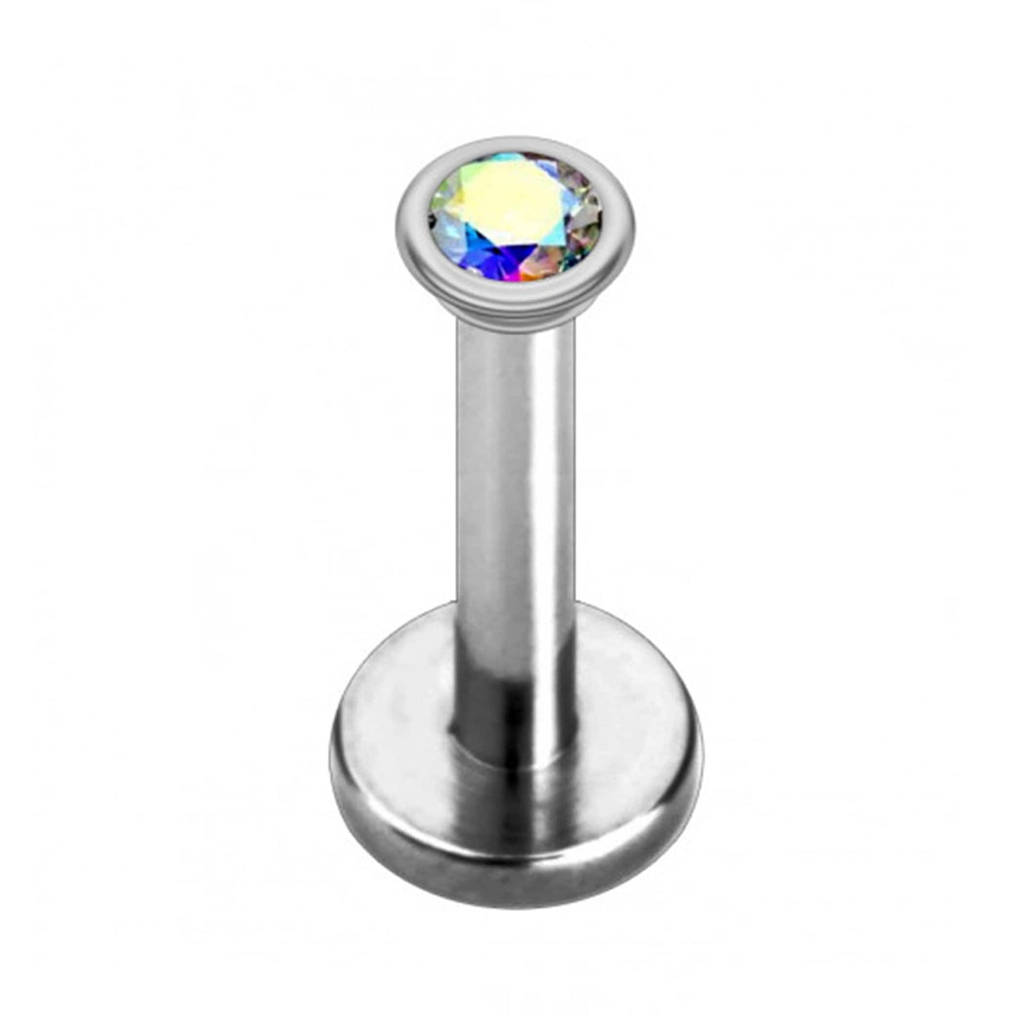 Titanium Lip Jewelry – Internally threaded Round Top Crystals– 16g, 14g Labret Stud Piercing for Lip, Helix, Tragus, Cartilage