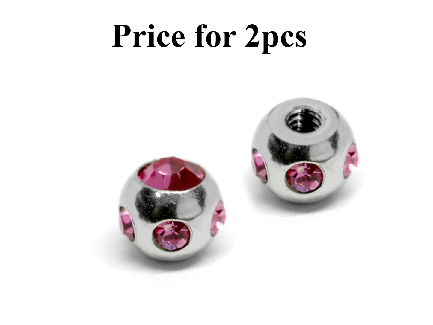 Replacement Piercing Parts, Loose Part – 1 Pair (2pcs) Multi Crystal Ball Attachment for lip labret, Barbell, Septum ring, Curved Barbell