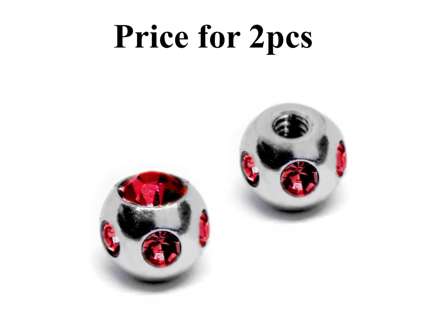 Replacement Piercing Parts, Loose Part – 1 Pair (2pcs) Multi Crystal Ball Attachment for lip labret, Barbell, Septum ring, Curved Barbell