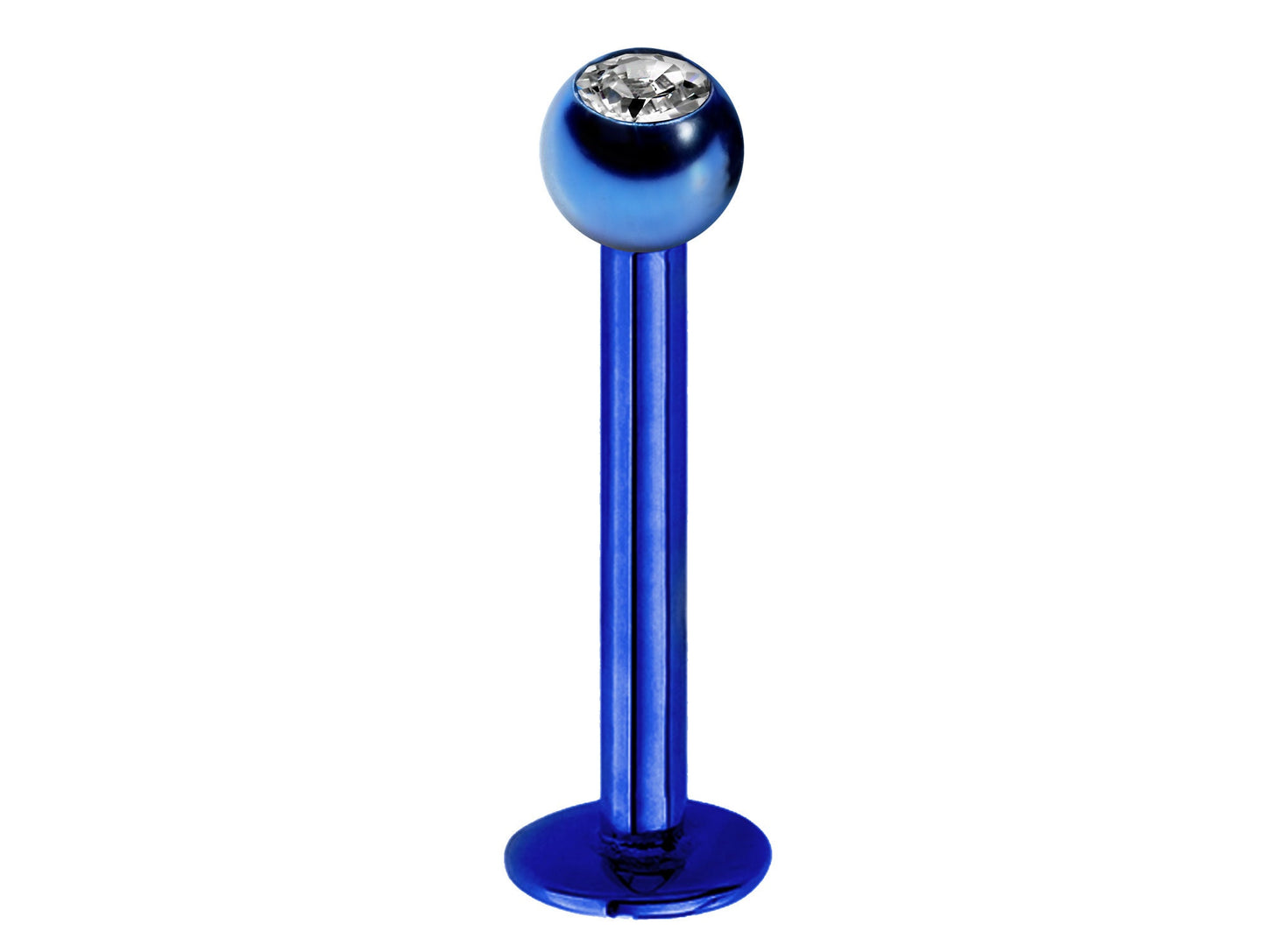 Labret Piercing, Labret Lip Stud – Lip Piercing available in many Colours Labret with Clear Crystal Top Gem Ball – 18g, 16g, 14g