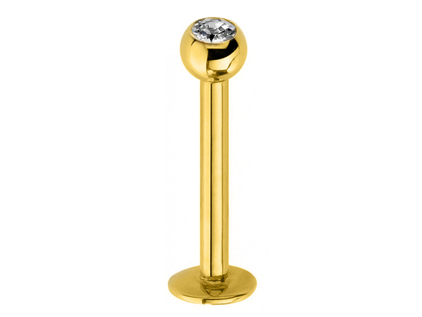 Labret Piercing, Labret Lip Stud – Lip Piercing available in many Colours Labret with Clear Crystal Top Gem Ball – 18g, 16g, 14g