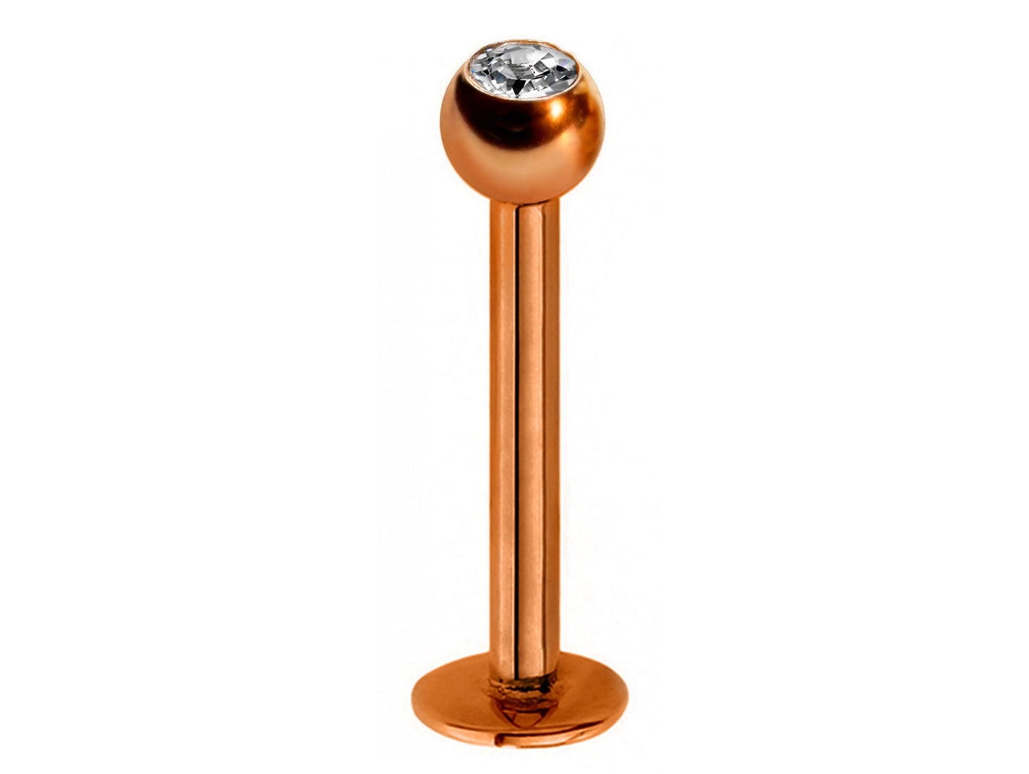 Labret Piercing, Labret Lip Stud – Lip Piercing available in many Colours Labret with Clear Crystal Top Gem Ball – 18g, 16g, 14g