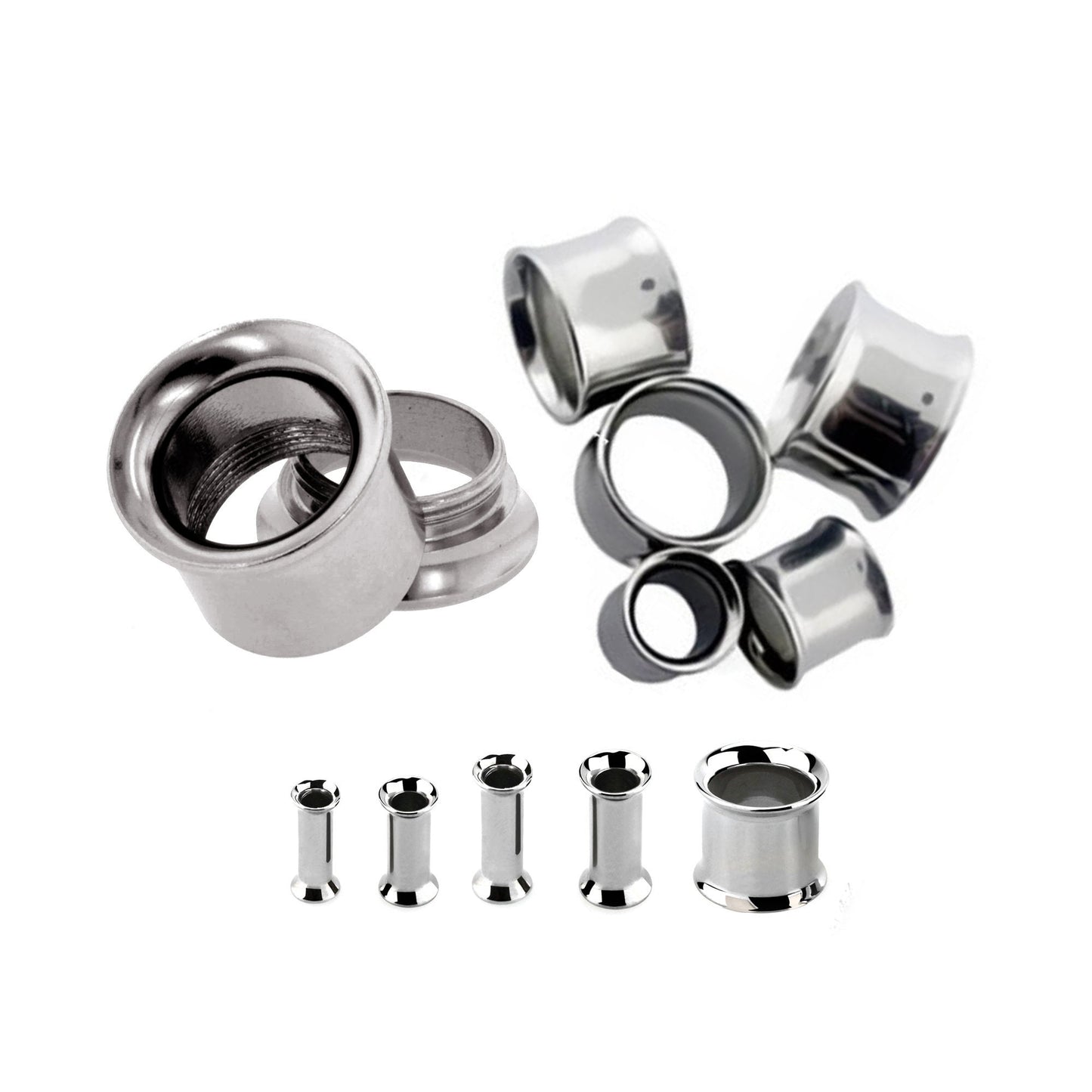 Steel Plugs, Double Flare Tunnels - Titanium Steel Plugs Earrings Threaded Piercing Tunnel for Ear Lobe Earring, Body Modification