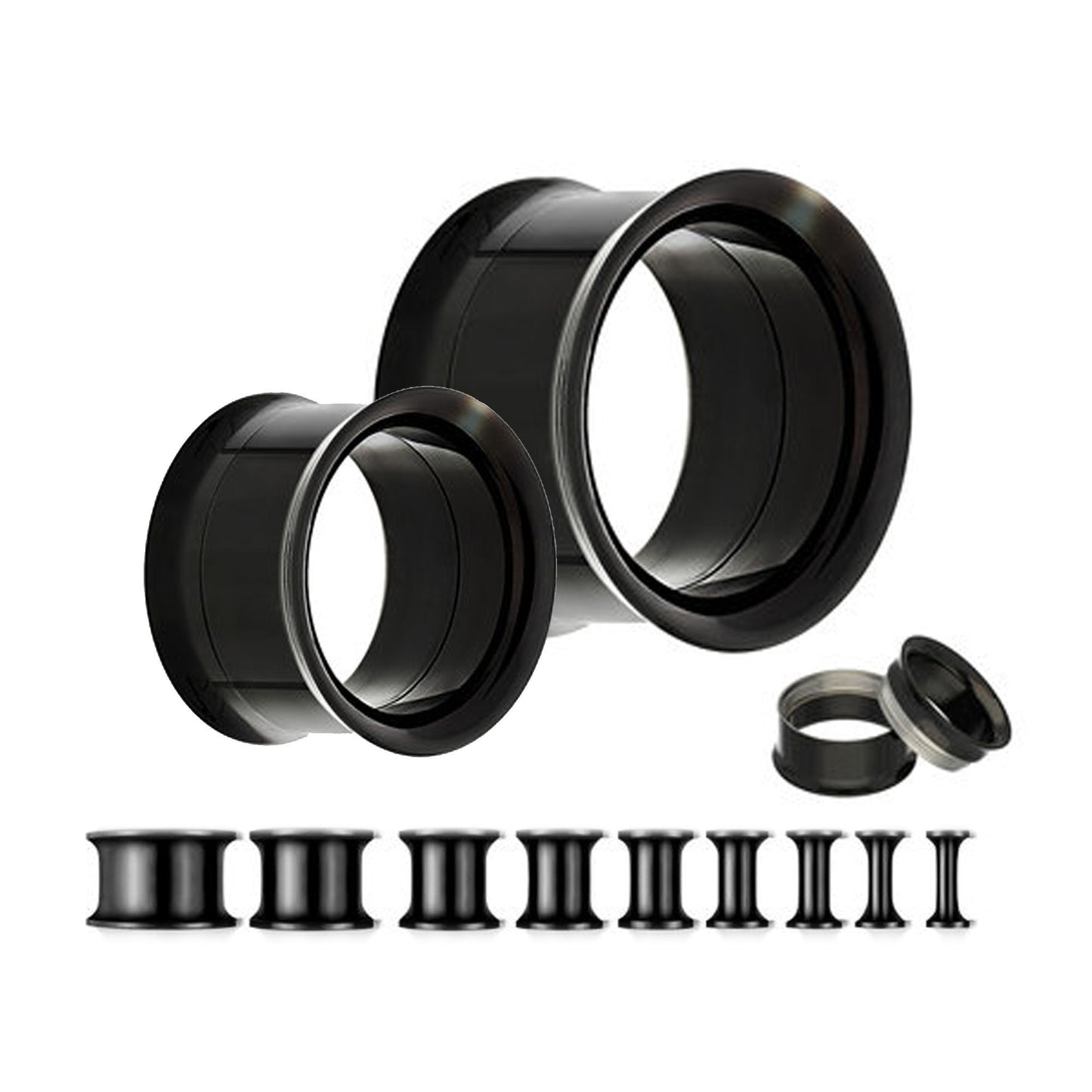 Steel Plugs, Double Flare Tunnels - Titanium Steel Plugs Earrings Threaded Piercing Tunnel for Ear Lobe Earring, Body Modification