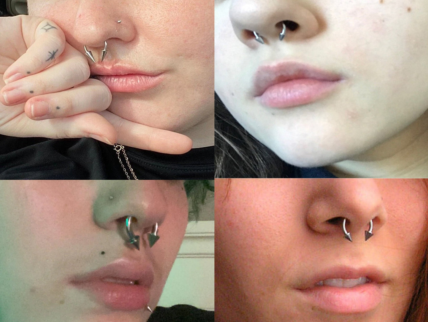 Titanium ConeSpike Horseshoe Barbell, Septum Ring - 16G 14G Externally Threading Septum Jewelry Nose Piercing, Helix, PA ring - sold in 1pc