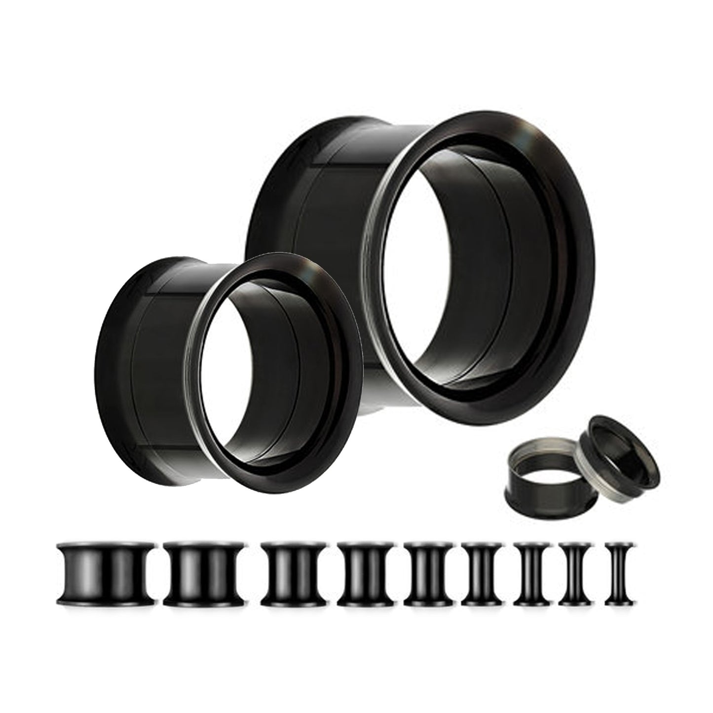 Steel Plugs, Double Flare Tunnels - Surgical Steel Plugs Earrings Threaded Piercing Tunnel for Ear Lobe Earring, Body Modification
