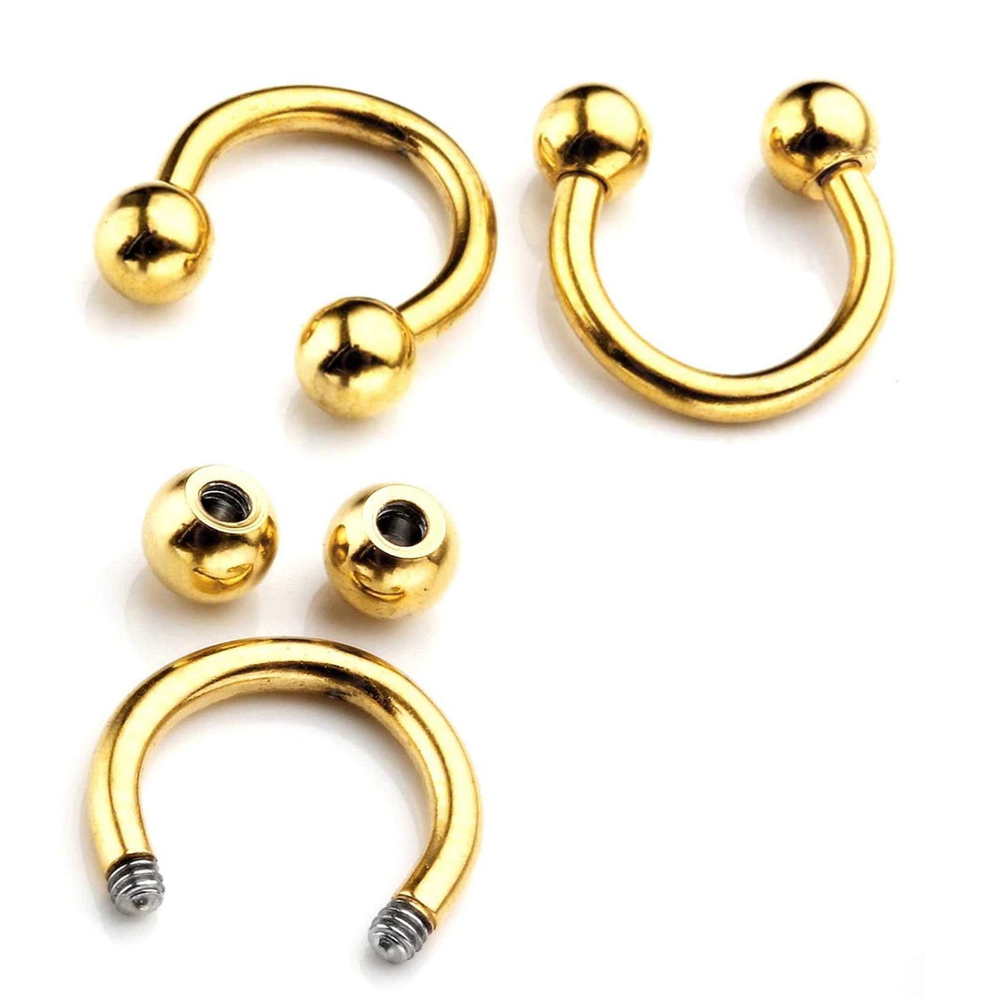 Gold Horseshoe Septum ring - Titanium Nose Ring - 00G, 0G, 1G, 2G, 4G, 6G, 8G, 10G, 12G, 14G 16G, 18G - Size 6mm to 19mm