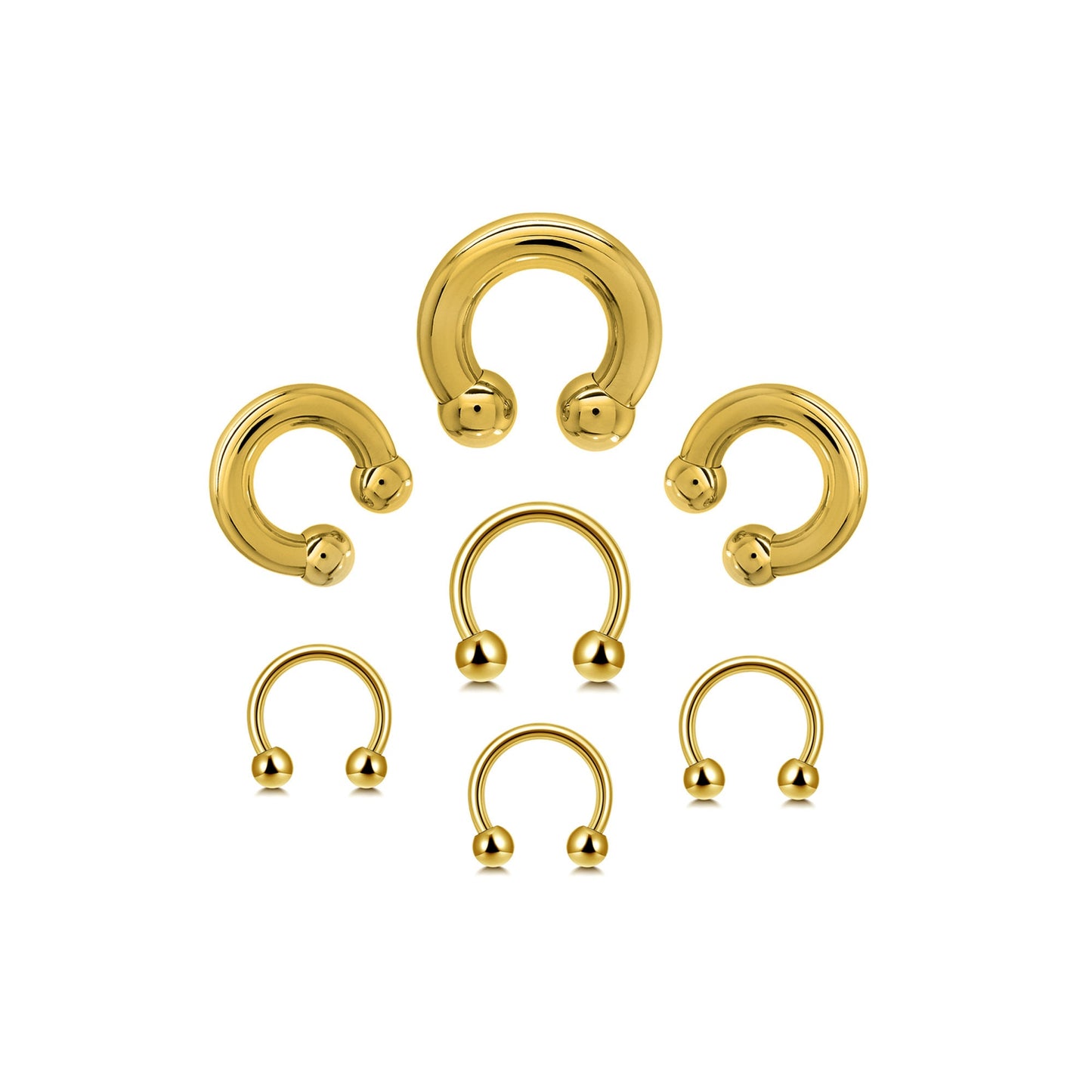 Gold Horseshoe Septum ring - Titanium Nose Ring - 00G, 0G, 1G, 2G, 4G, 6G, 8G, 10G, 12G, 14G 16G, 18G - Size 6mm to 19mm