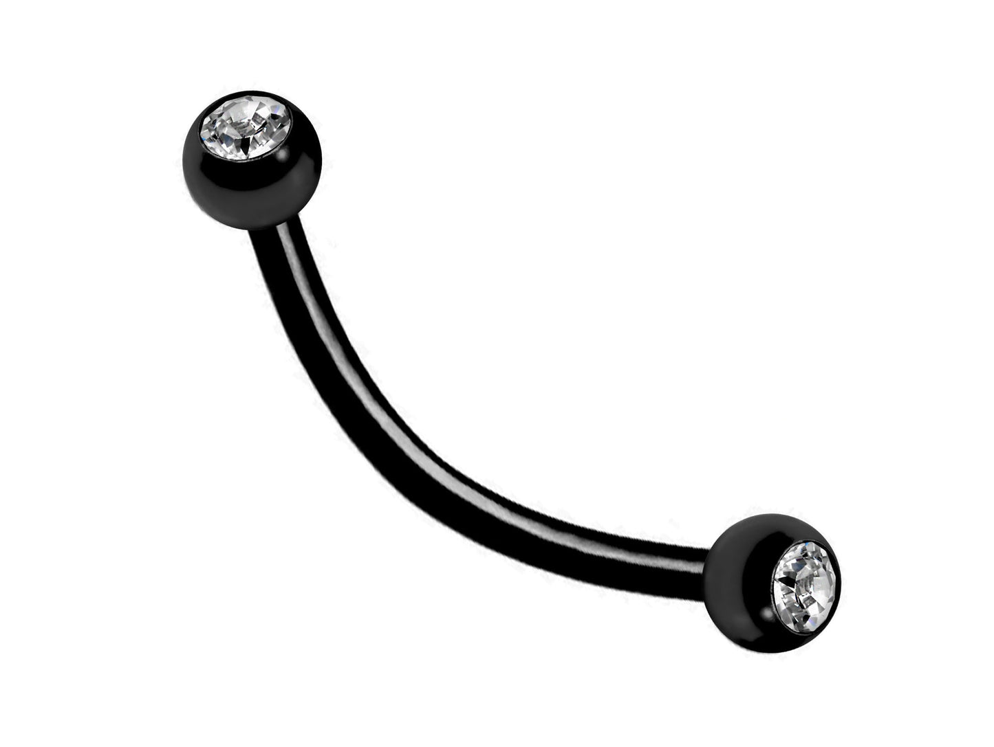 Curved Barbell, Daith Piercing – 18g, 16g, 14g Eyebrow Piercing Jewelry in many Colors with Clear Crystal Top Gem Ball