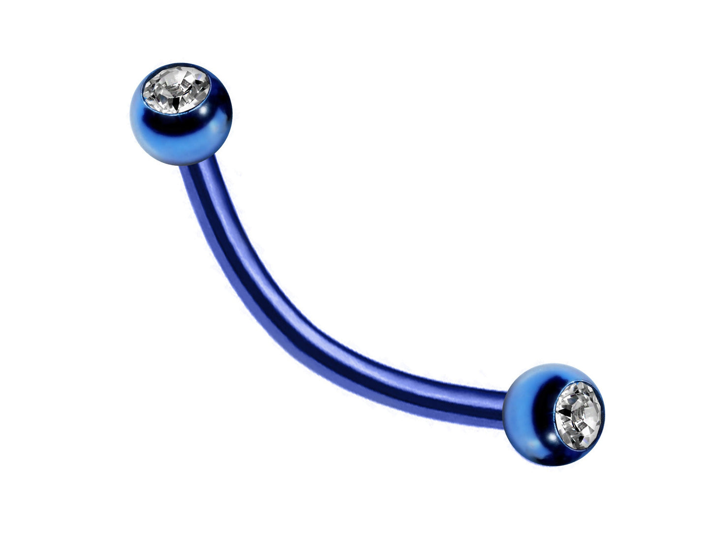 Curved Barbell, Daith Piercing – 18g, 16g, 14g Eyebrow Piercing Jewelry in many Colors with Clear Crystal Top Gem Ball