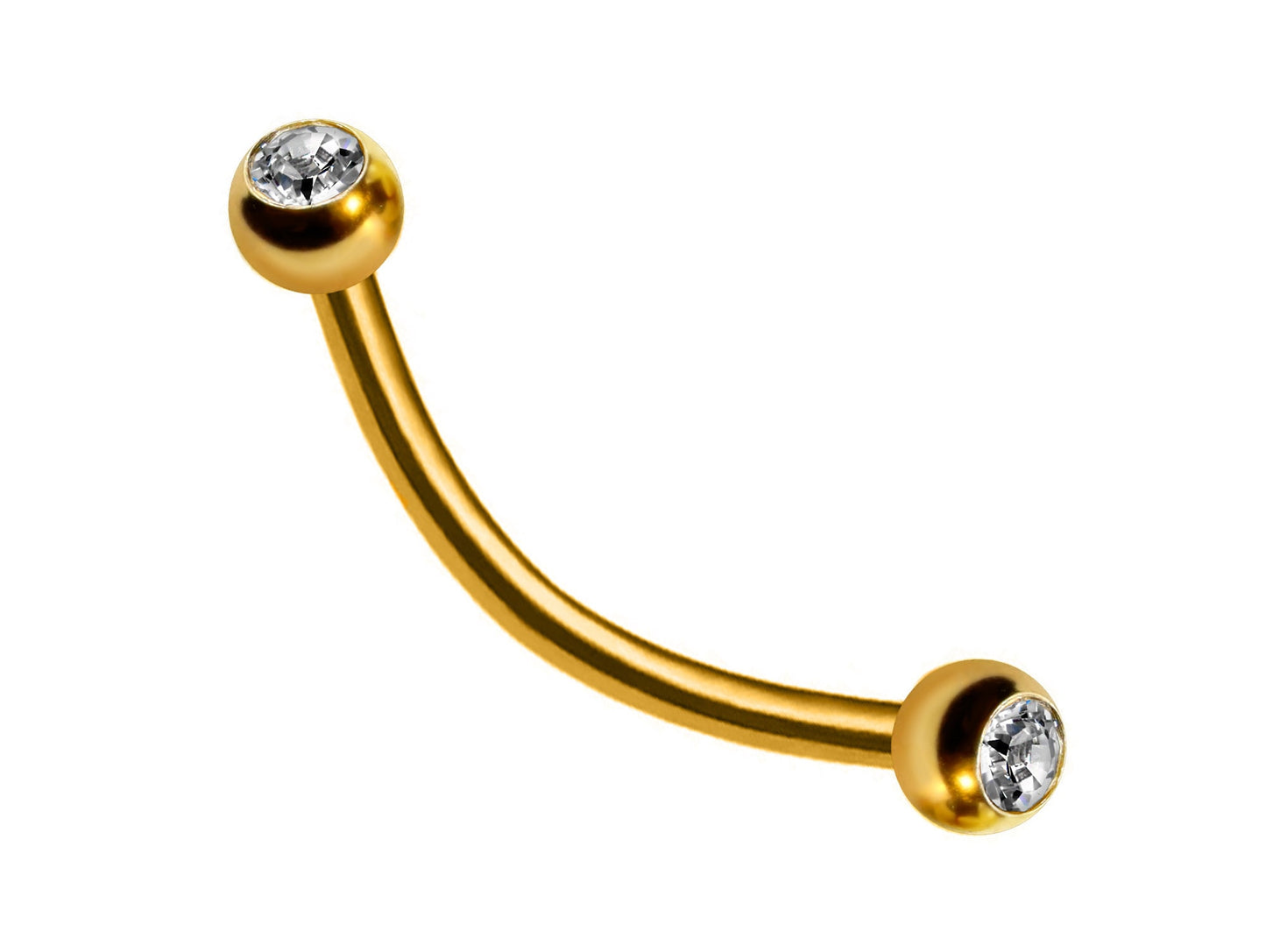 Curved Barbell, Daith Piercing – 18g, 16g, 14g Eyebrow Piercing Jewelry in many Colors with Clear Crystal Top Gem Ball