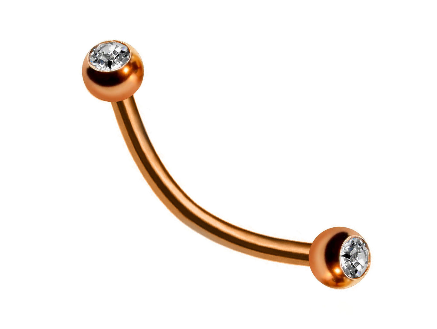 Curved Barbell, Daith Piercing – 18g, 16g, 14g Eyebrow Piercing Jewelry in many Colors with Clear Crystal Top Gem Ball