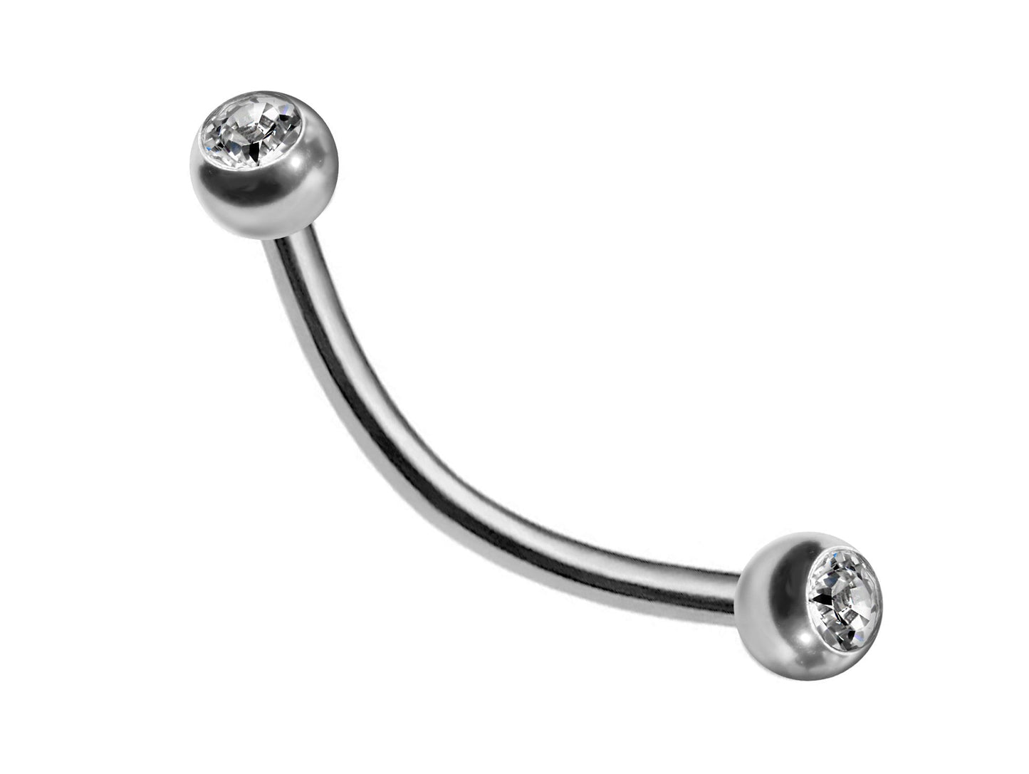 Curved Barbell, Daith Piercing – 18g, 16g, 14g Eyebrow Piercing Jewelry in many Colors with Clear Crystal Top Gem Ball