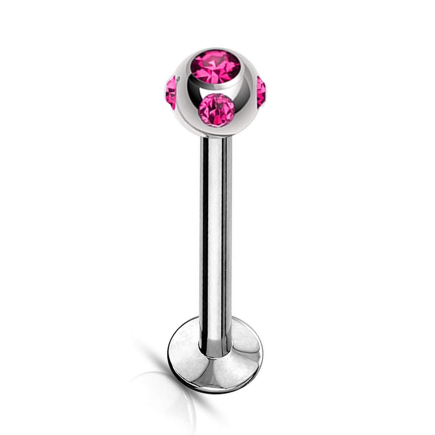 Labret Lip Stud, Labret Earring Piercing with Multi Stone Crystal Ball – 16g Labret Bar for Lip, Chin, Tragus, Helix and More