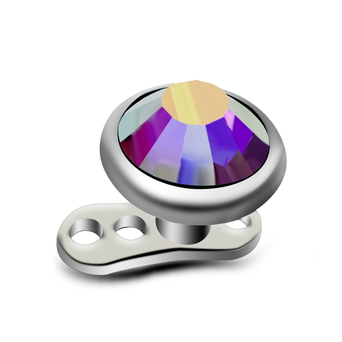 Dermal Piercing, Titanium Dermal Anchor – Micro Dermal Implant Piercing for Skin – 14g (1.6mm) and 5mm top Pyramid Gem – Piercing Kit