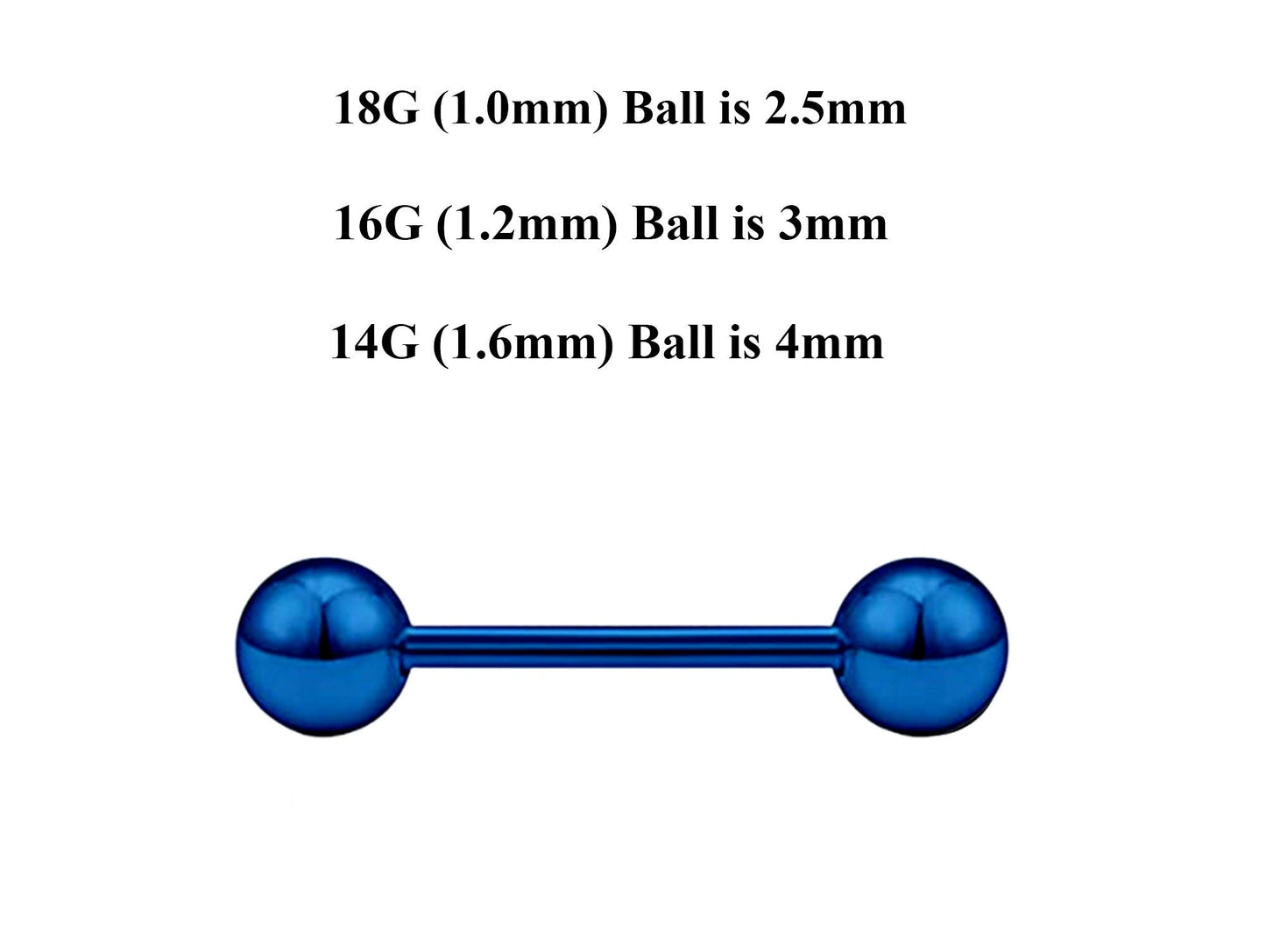 Teal Blue Barbell Stud, Industrial Piercing – Custom Barbell Piercing 18g, 16g, 14g Body Jewellery for Nipple, Eyebrow, Tongue Bar and More