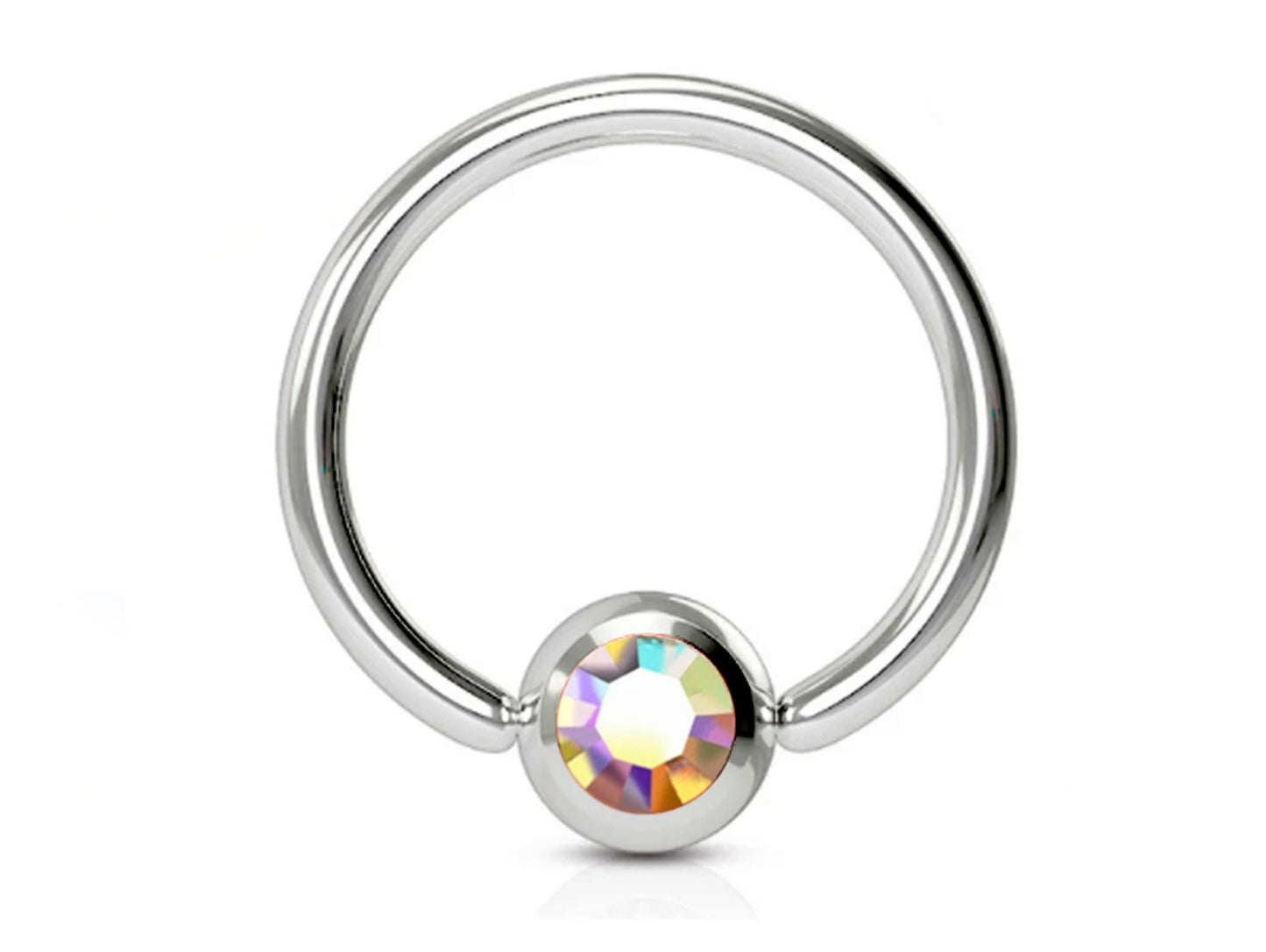 Captive Bead Ring, Captive Ball Earrings – Ball Closure Ball with Dimple Gem Ball - Piercing for Septum, Eyebrow, Nipple, Lip and More