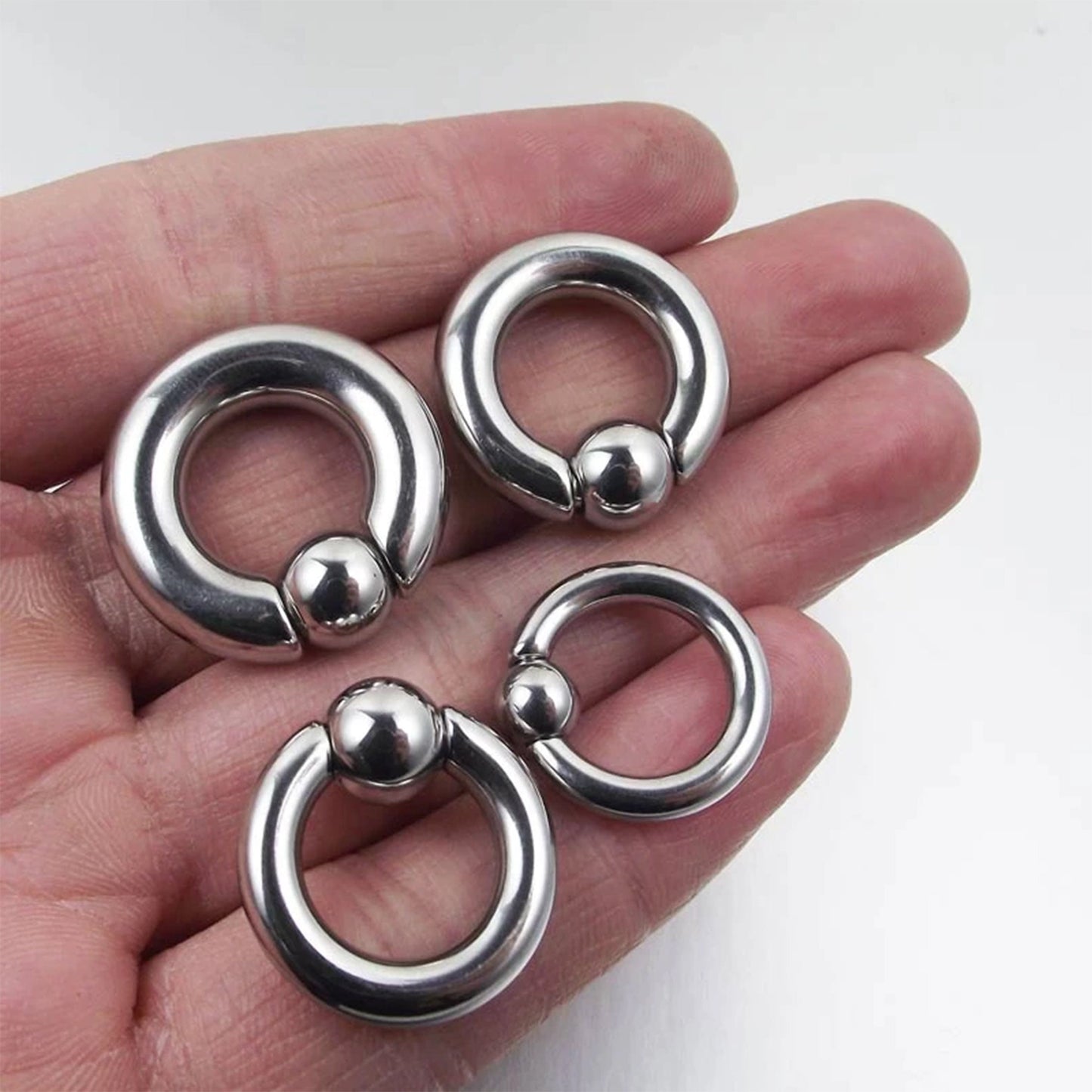 Captive Bead Ring, Captive Ball Earrings – Piercings for Ear, Septum Ring, Lip, Nipple Ring – Gauge 18g to 0g – Big Gauge with Spring Ball