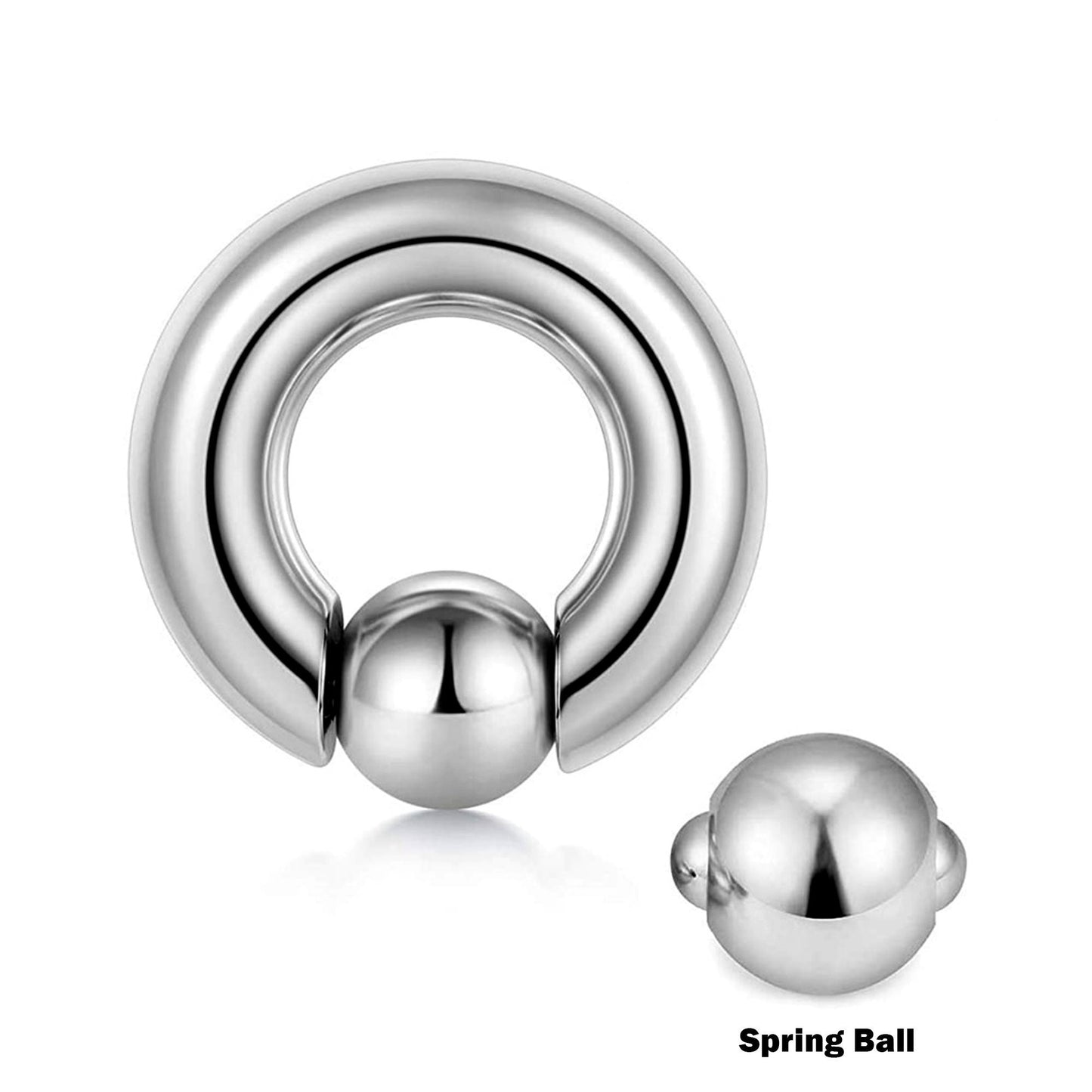 Captive Bead Ring, Captive Ball Earrings – Piercings for Ear, Septum Ring, Lip, Nipple Ring – Gauge 18g to 0g – Big Gauge with Spring Ball