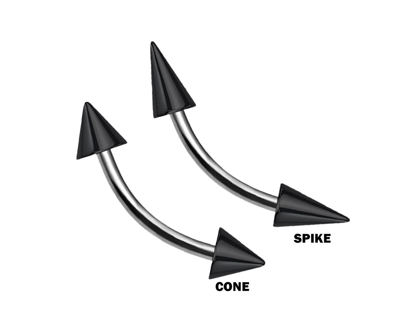 Titanium Curved barbell, Vertical Labret Piercing – Spike Cones Bent Barbell for Lip Jewelry Lip Piercing with Color Spikes