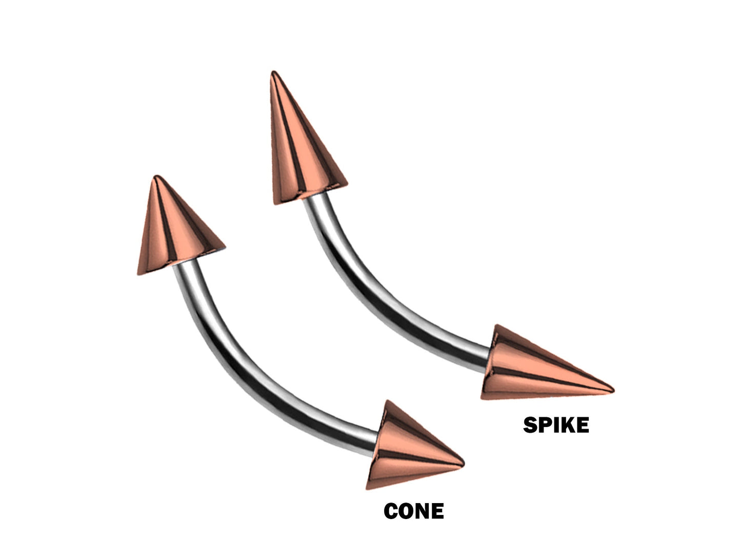 Titanium Curved barbell, Vertical Labret Piercing – Spike Cones Bent Barbell for Lip Jewelry Lip Piercing with Color Spikes