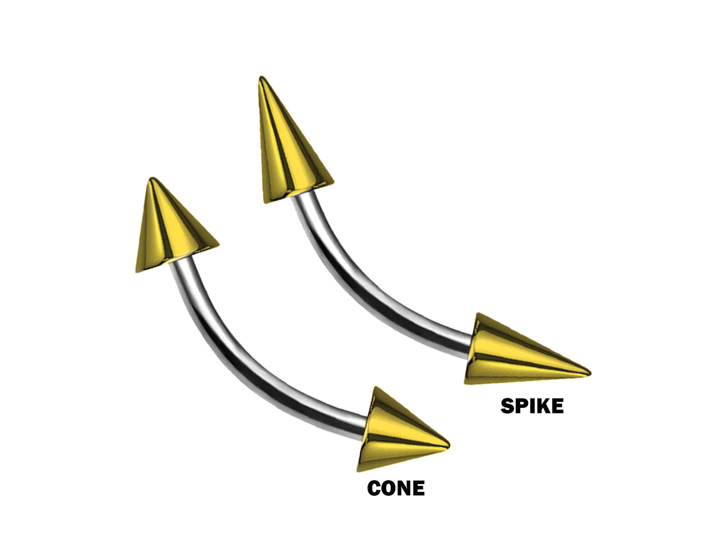 Titanium Curved barbell, Vertical Labret Piercing – Spike Cones Bent Barbell for Lip Jewelry Lip Piercing with Color Spikes