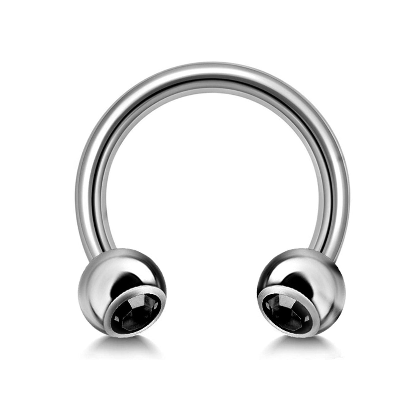 Horseshoe Barbell, Circular Barbell with Gem Balls - 18g 16g 14g - Sizes 6mm to 16mm - Piercing for Nose, Eyebrow, Ears, Lip Ring, Nipple.
