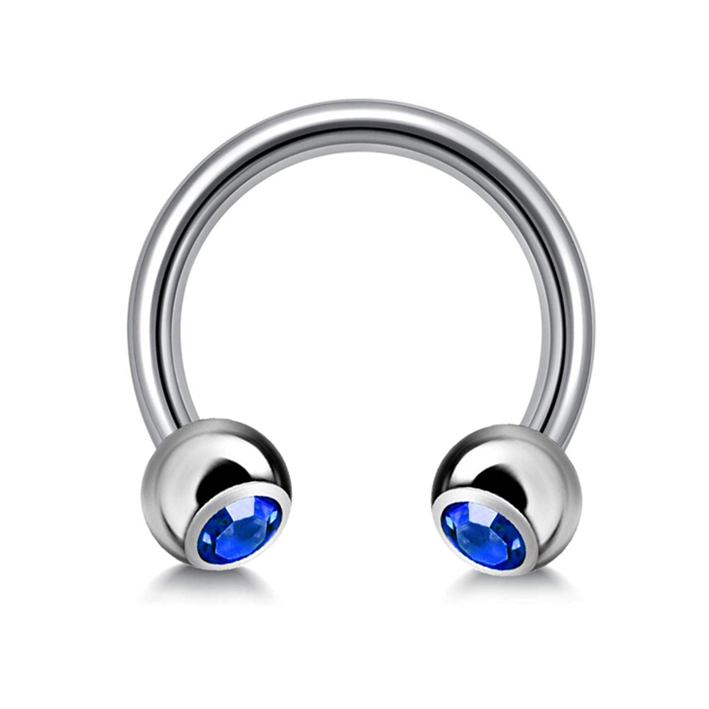 Horseshoe Barbell, Circular Barbell with Gem Balls - 18g 16g 14g - Sizes 6mm to 16mm - Piercing for Nose, Eyebrow, Ears, Lip Ring, Nipple.