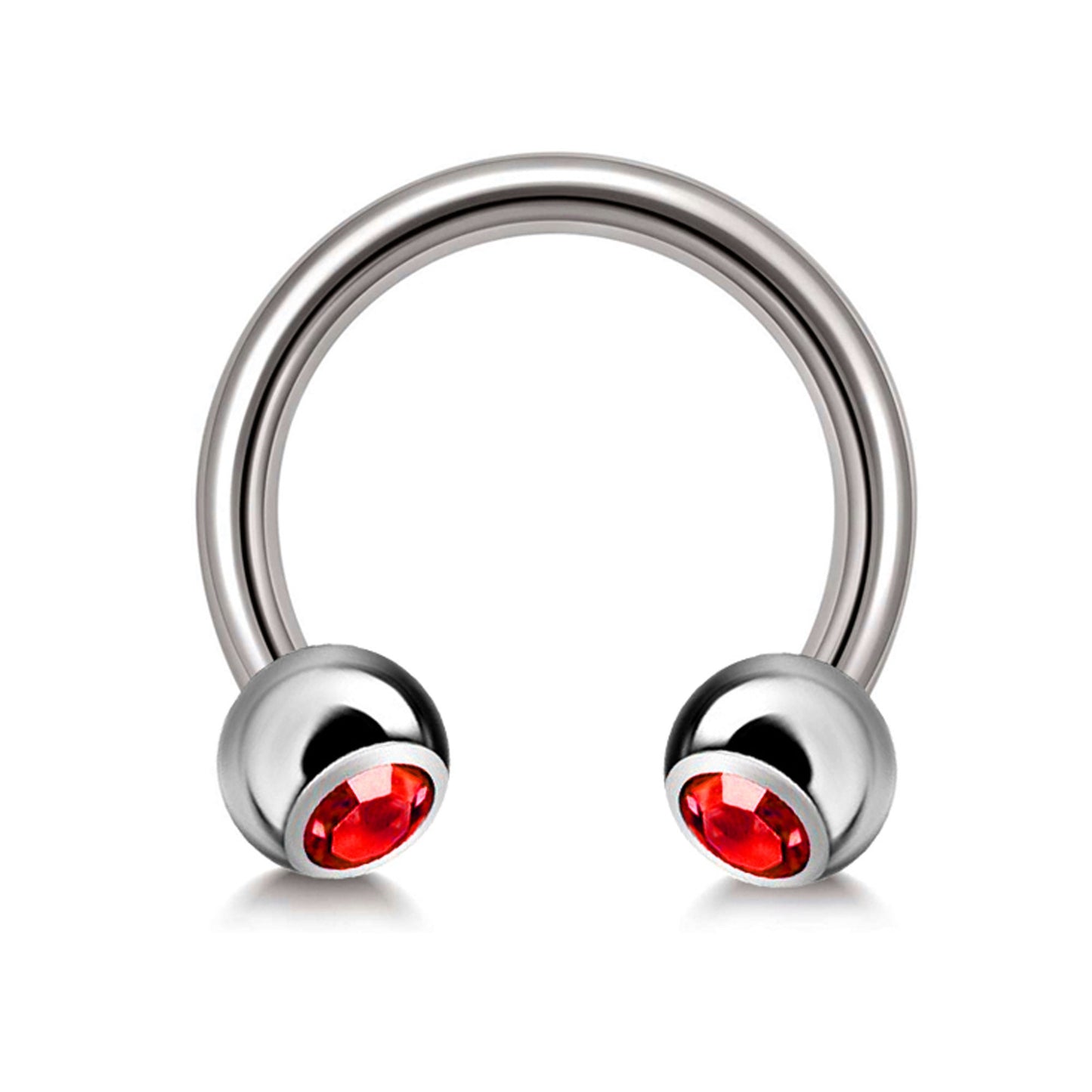 Horseshoe Barbell, Circular Barbell with Gem Balls - 18g 16g 14g - Sizes 6mm to 16mm - Piercing for Nose, Eyebrow, Ears, Lip Ring, Nipple.