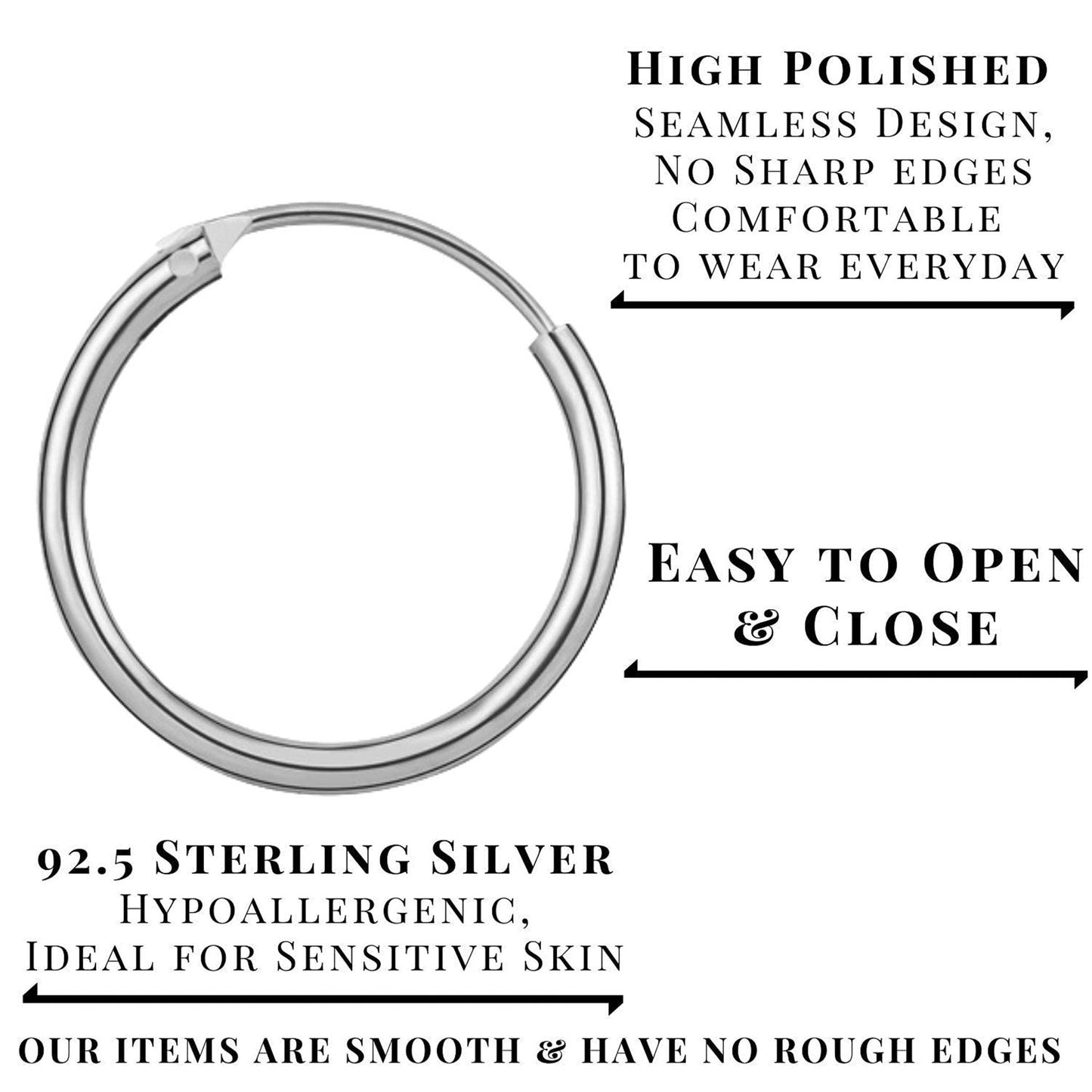 Huggie Hoop Earrings Silver - Set of 3 Pairs Hoop Earrings for Women - Comes in Sizes of 14mm, 16mm and 18mm - Silver, Gold, Rose Gold