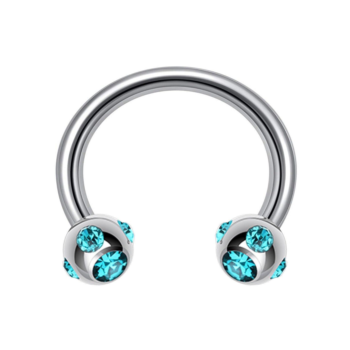 Circular Barbell, Multi Stone Horseshoe Septum Ring - 16G, 14G - Sizes 6mm to 16mm - Piercing for Nose, Eyebrow, Ears, Lip Ring, Nipple.