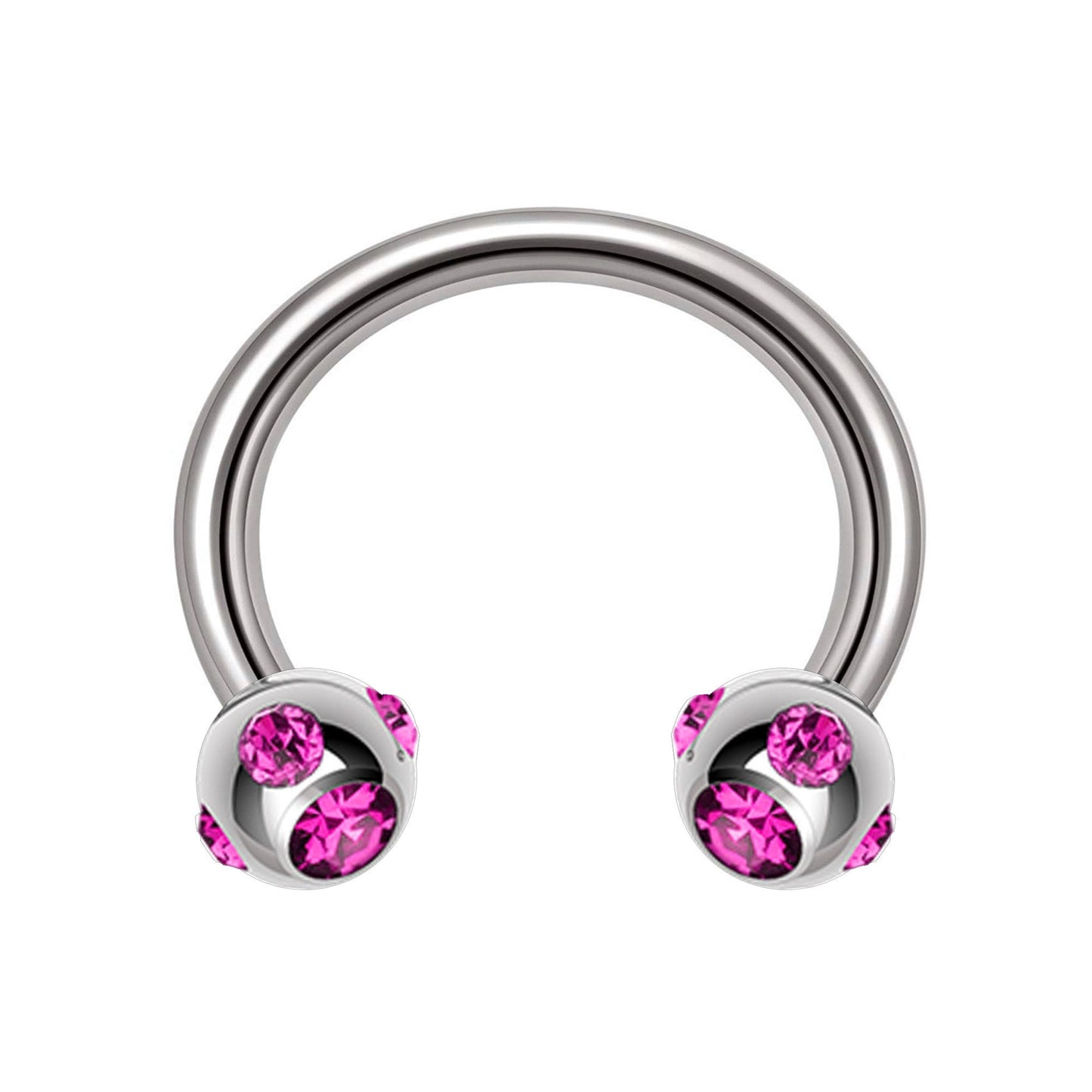 Circular Barbell, Multi Stone Horseshoe Septum Ring - 16G, 14G - Sizes 6mm to 16mm - Piercing for Nose, Eyebrow, Ears, Lip Ring, Nipple.