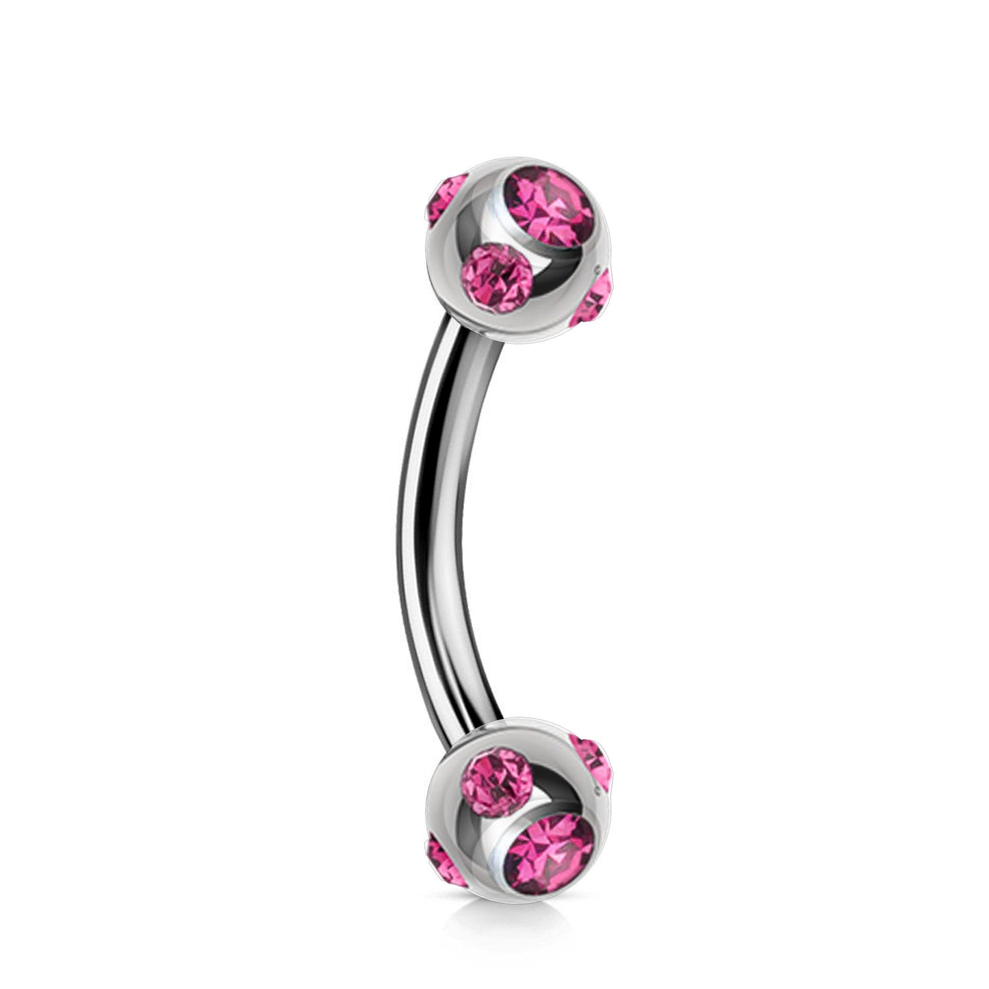 Curved Barbell - Multi Stone Set Barbell Piercing - 18g 16g 14g - Piercing for Cartilage, eyebrow piercing, Daith, Tragus, Helix and More.