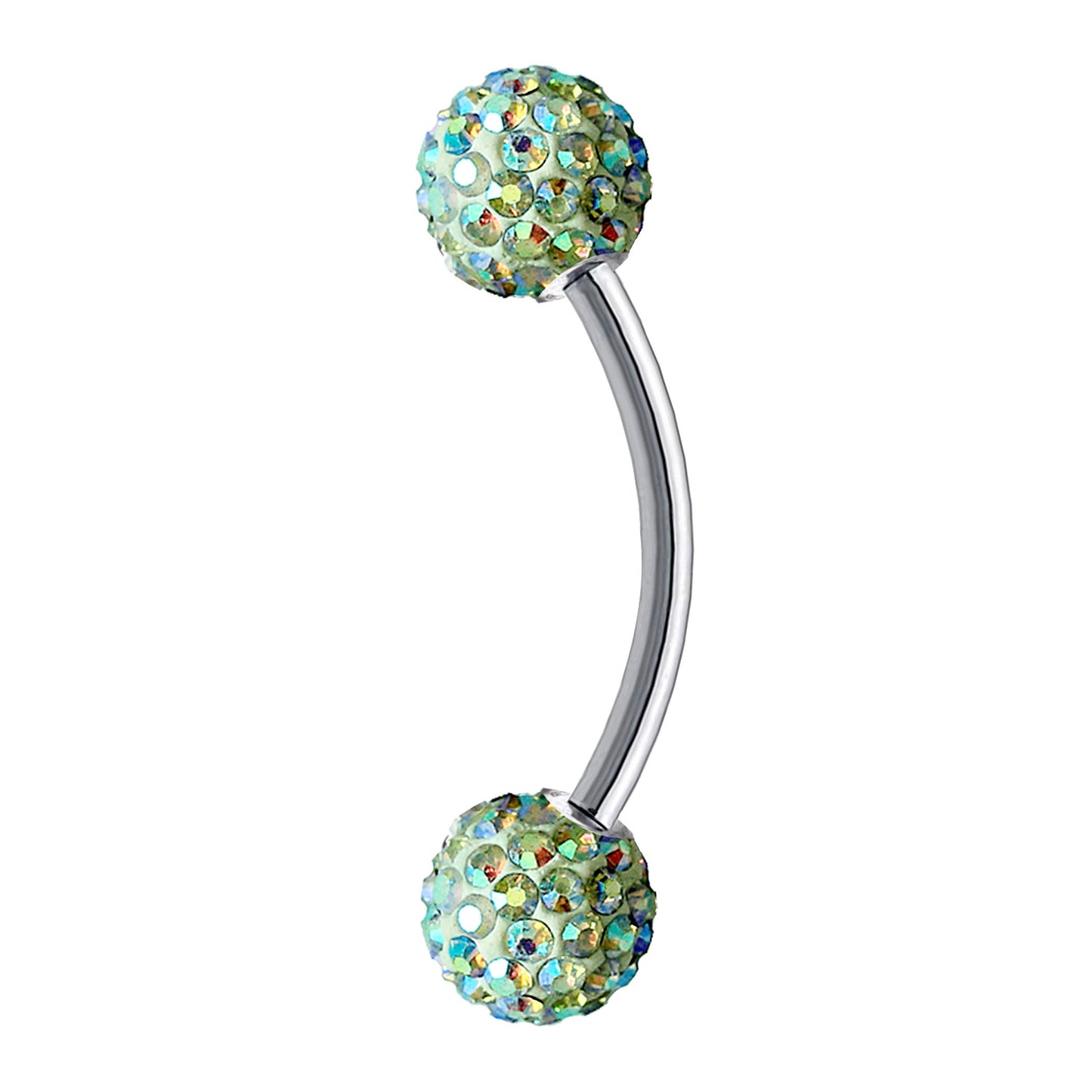 Daith Earring, Daith Piercing - Curved Barbell Piercing with Multi Crystal Ball - Piercing for Eyebrow, Ear, Belly Ring, and More