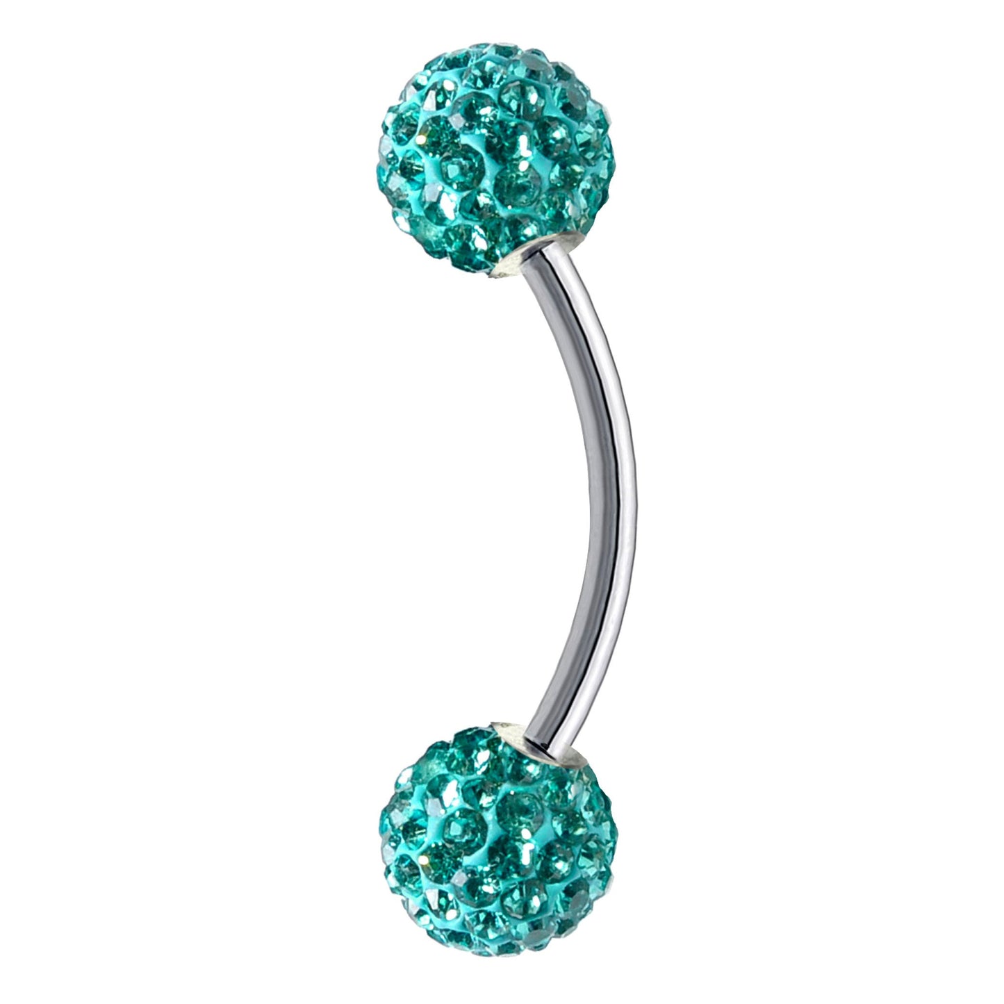 Daith Earring, Daith Piercing - Curved Barbell Piercing with Multi Crystal Ball - Piercing for Eyebrow, Ear, Belly Ring, and More