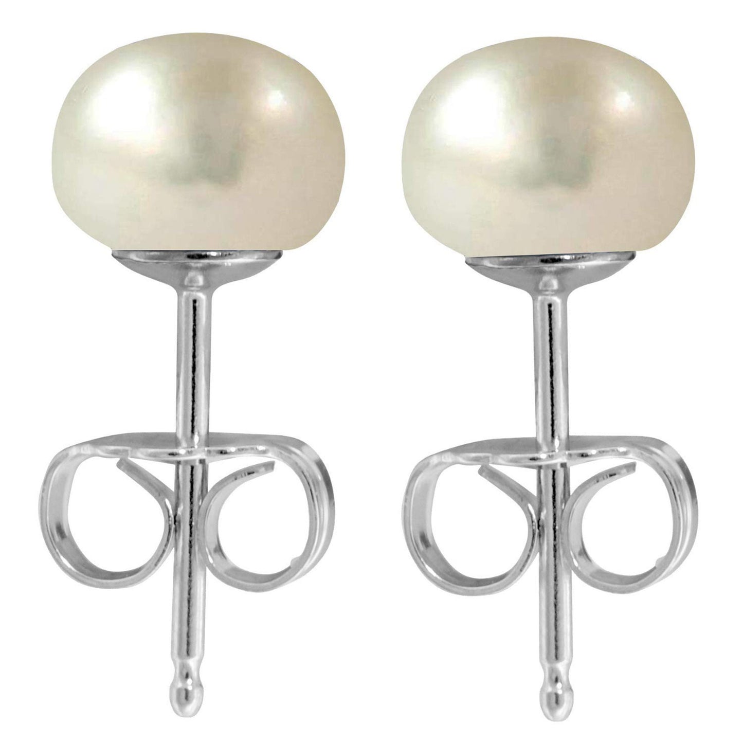 Pearl Earrings, Pearl Studs - Fresh Water Cultured Pearl - White, Peach & Dark Grey Shell Earrings - Surgical Steel Post