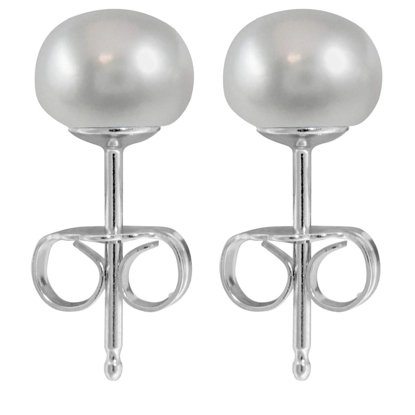 Pearl Earrings, Pearl Studs - Fresh Water Cultured Pearl - White, Peach & Dark Grey Shell Earrings - Surgical Steel Post
